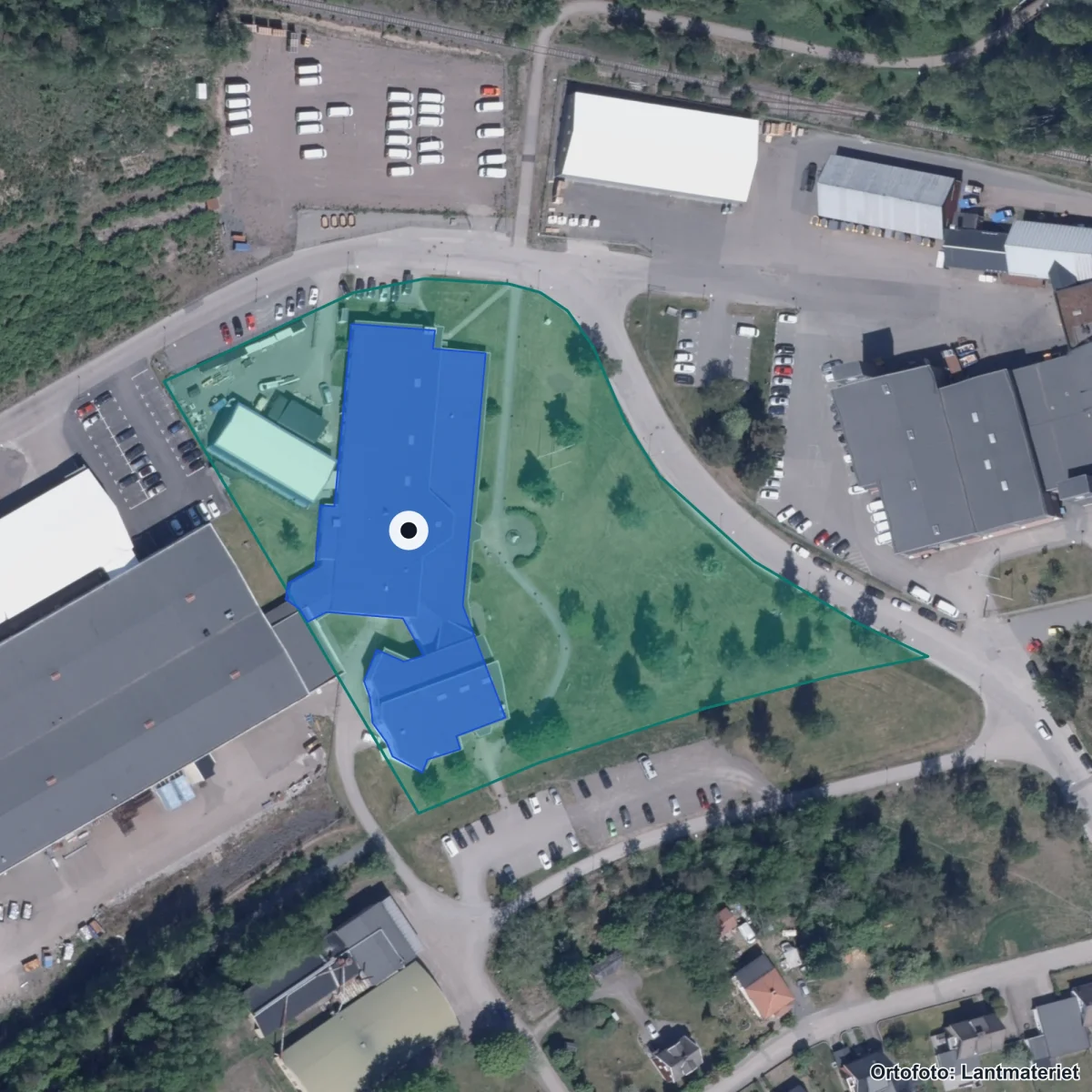 Aerial view of Uppvidinge gymnasieskola, orthophoto from Lantmäteriet
