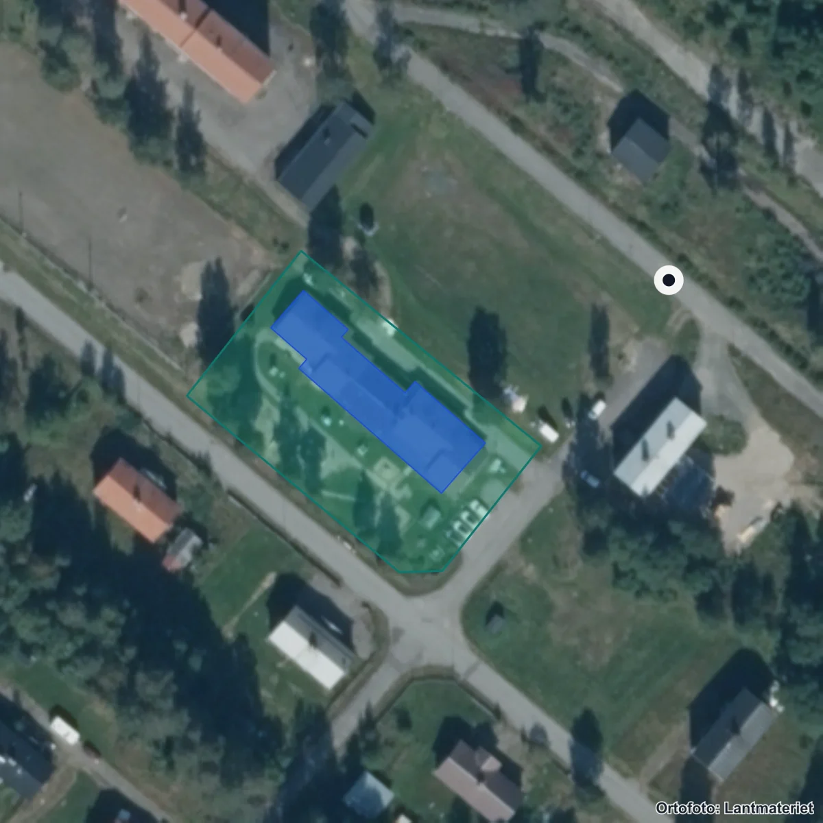 Flygbild över Kristinebergs skola, ortofoto från Lantmäteriet
