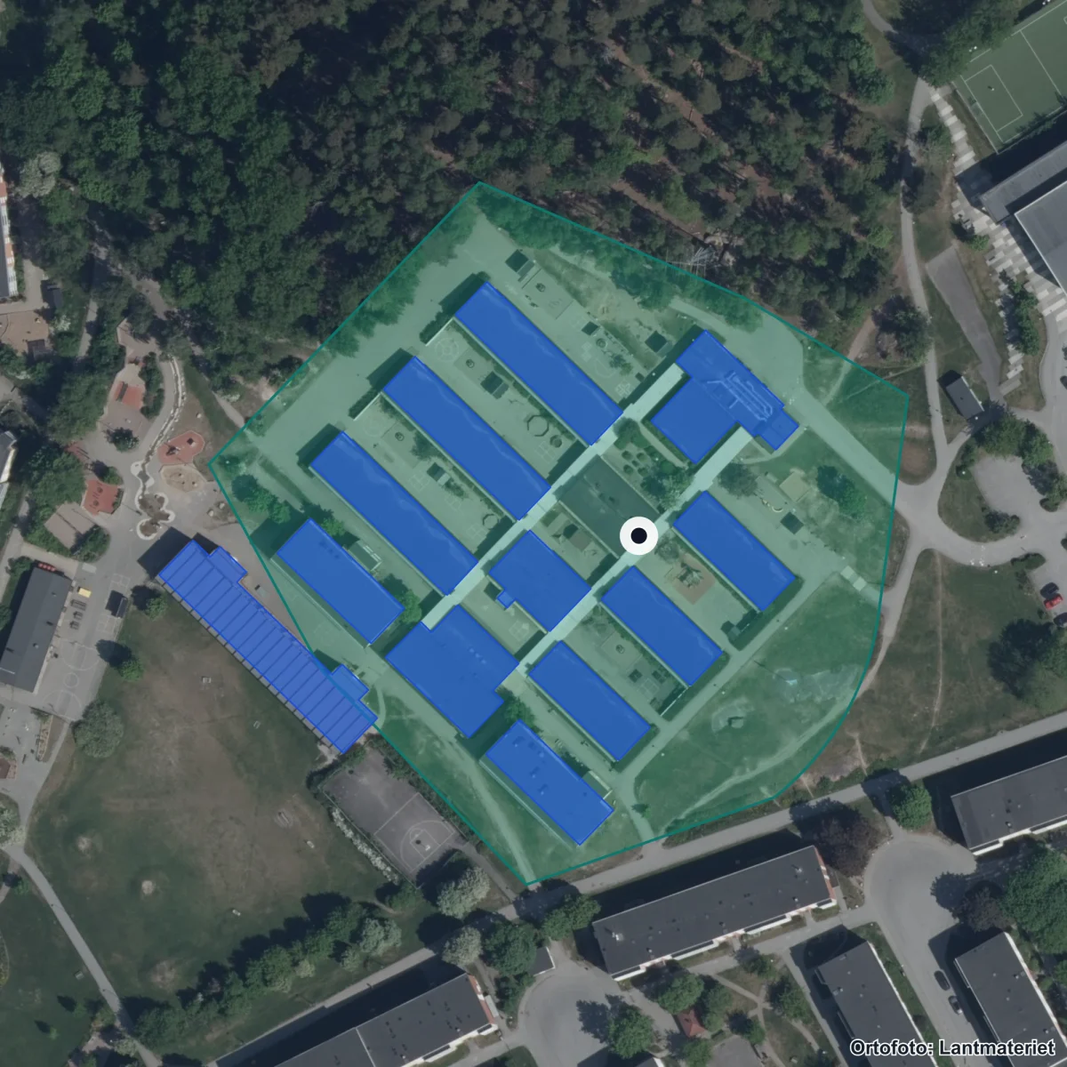Aerial view of Byängsskolan AB, orthophoto from Lantmäteriet