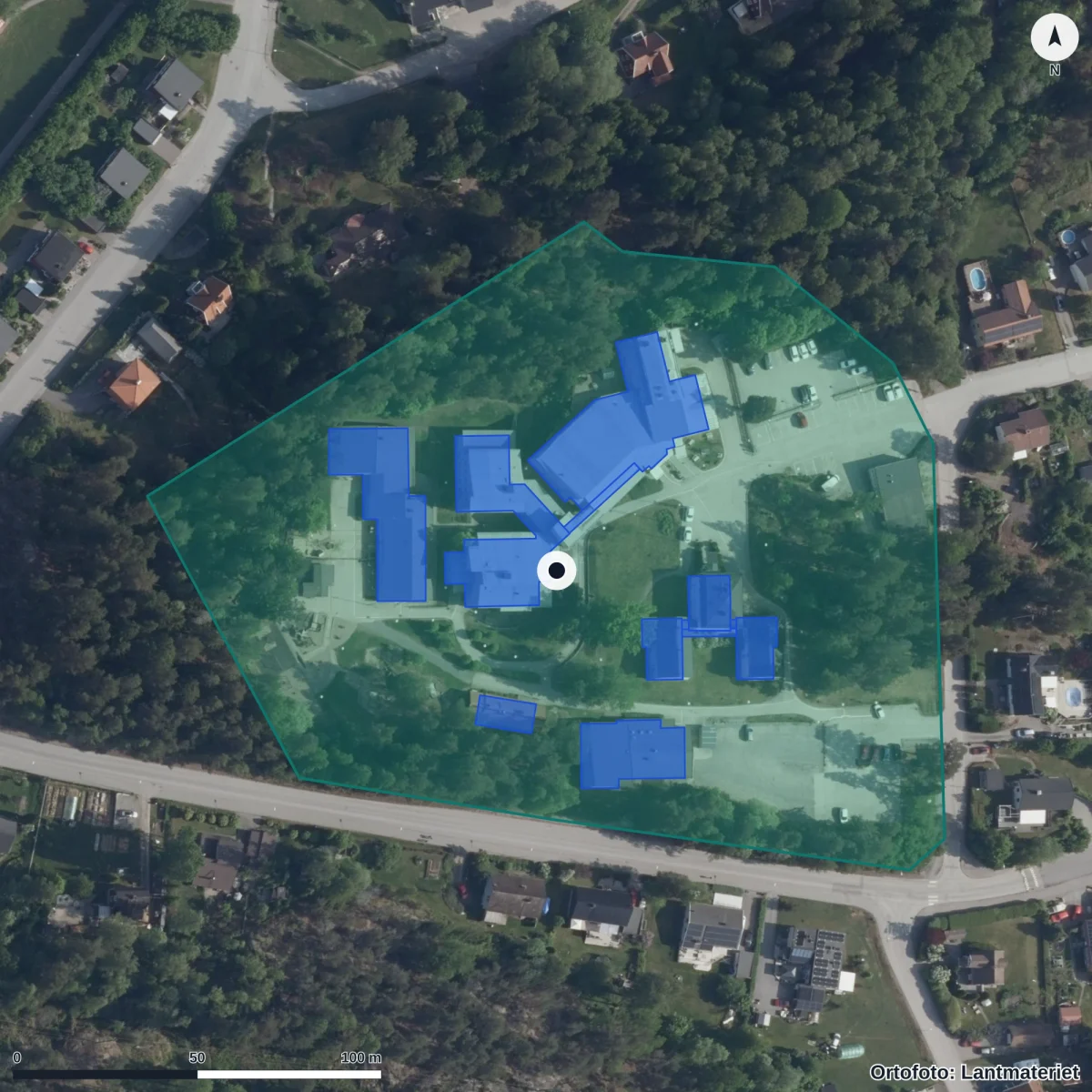 Aerial view of Central Insamlingsenhet, orthophoto from Lantmäteriet