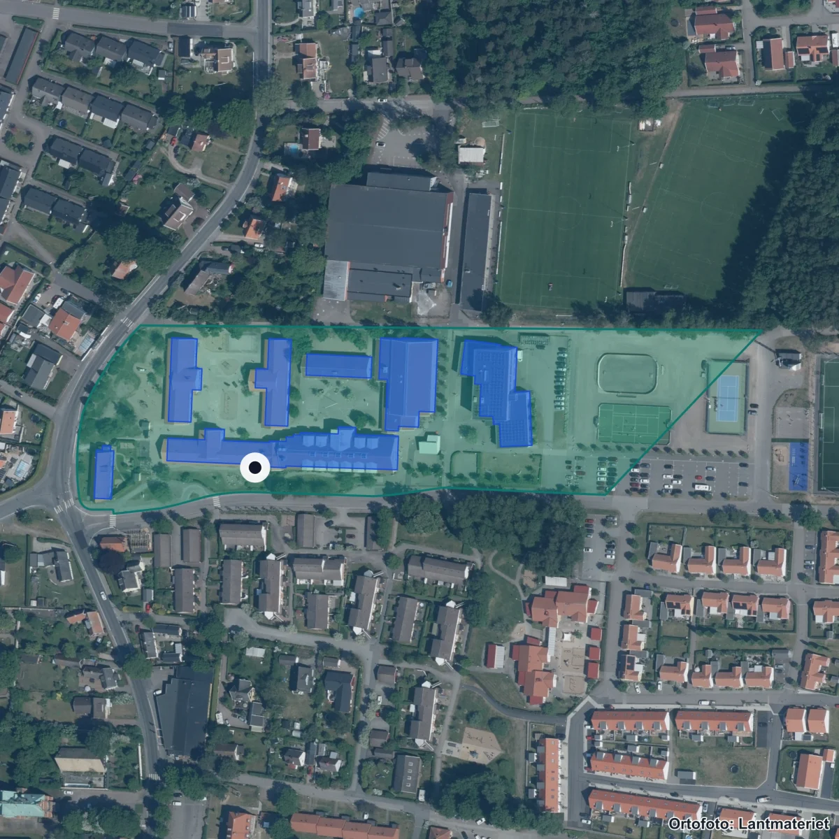 Aerial view of Jonstorpskolan, orthophoto from Lantmäteriet