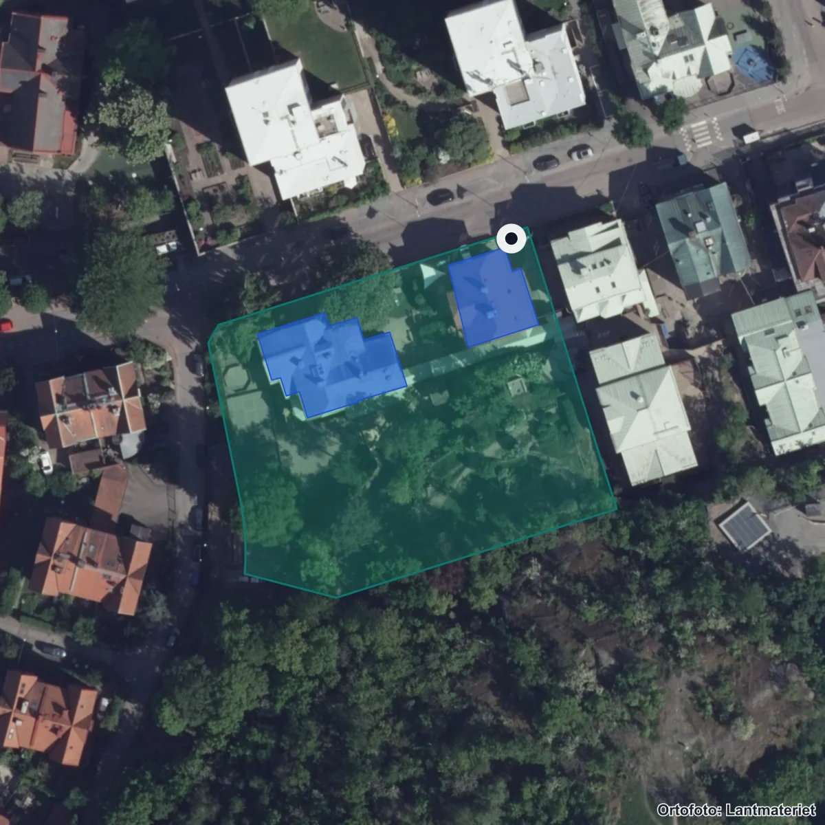 Aerial view of Göteborgs Högre Samskola, orthophoto from Lantmäteriet