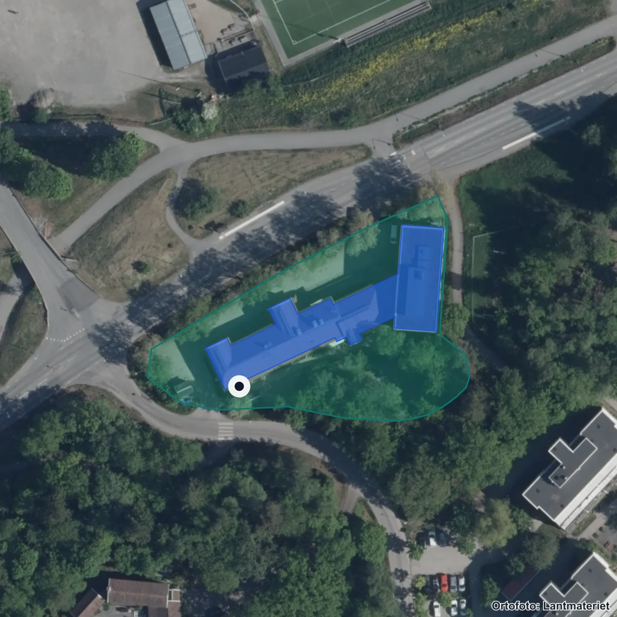 Flygbild över Järva VIP, ortofoto från Lantmäteriet