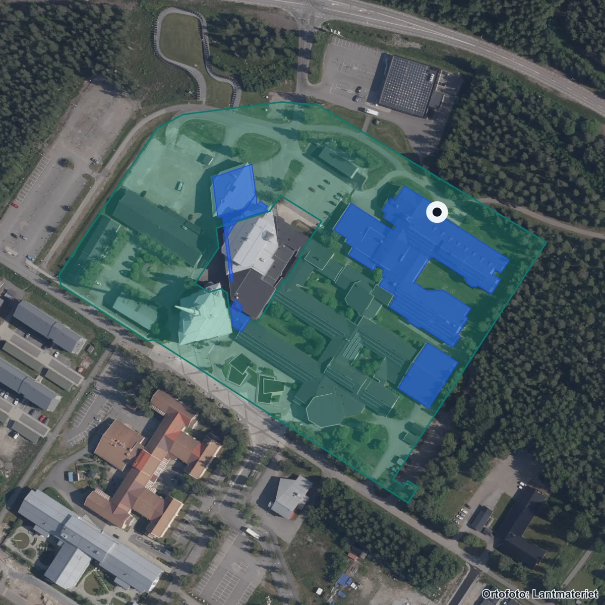 Aerial view of Vuxenutbildningen, orthophoto from Lantmäteriet
