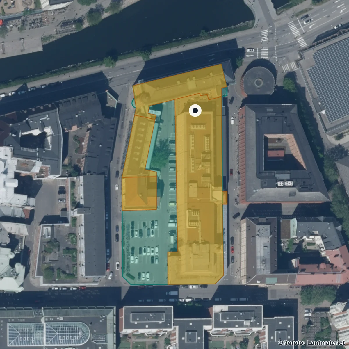 Aerial view of Drottning Blankas Gymnasieskola Malmö City, orthophoto from Lantmäteriet