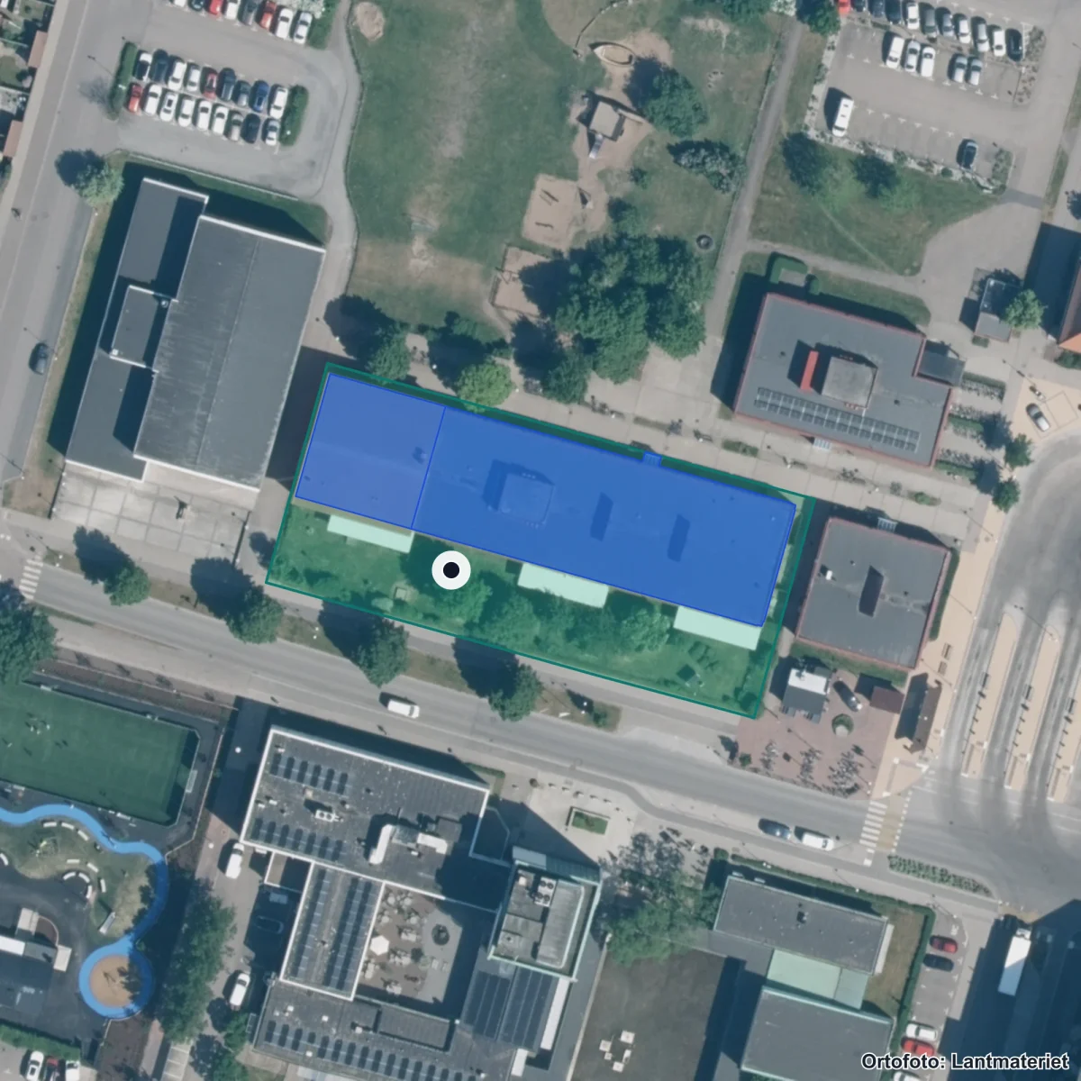 Aerial view of Montessoriskolan i Höganäs AB, orthophoto from Lantmäteriet
