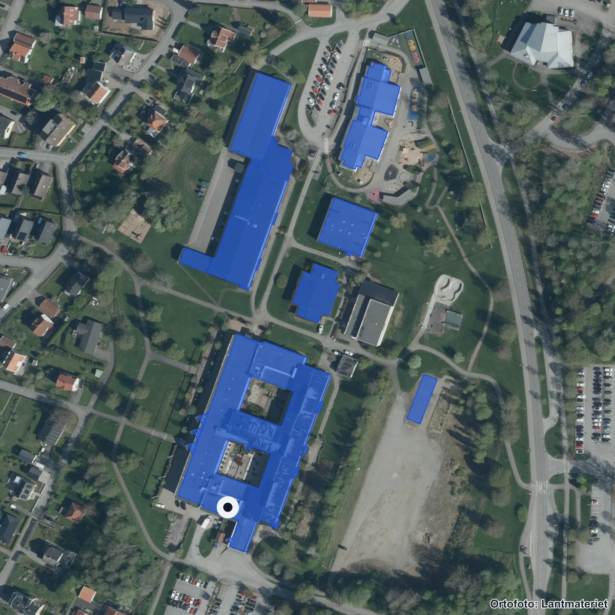 Aerial view of Tingsholmsgymnasiet, orthophoto from Lantmäteriet
