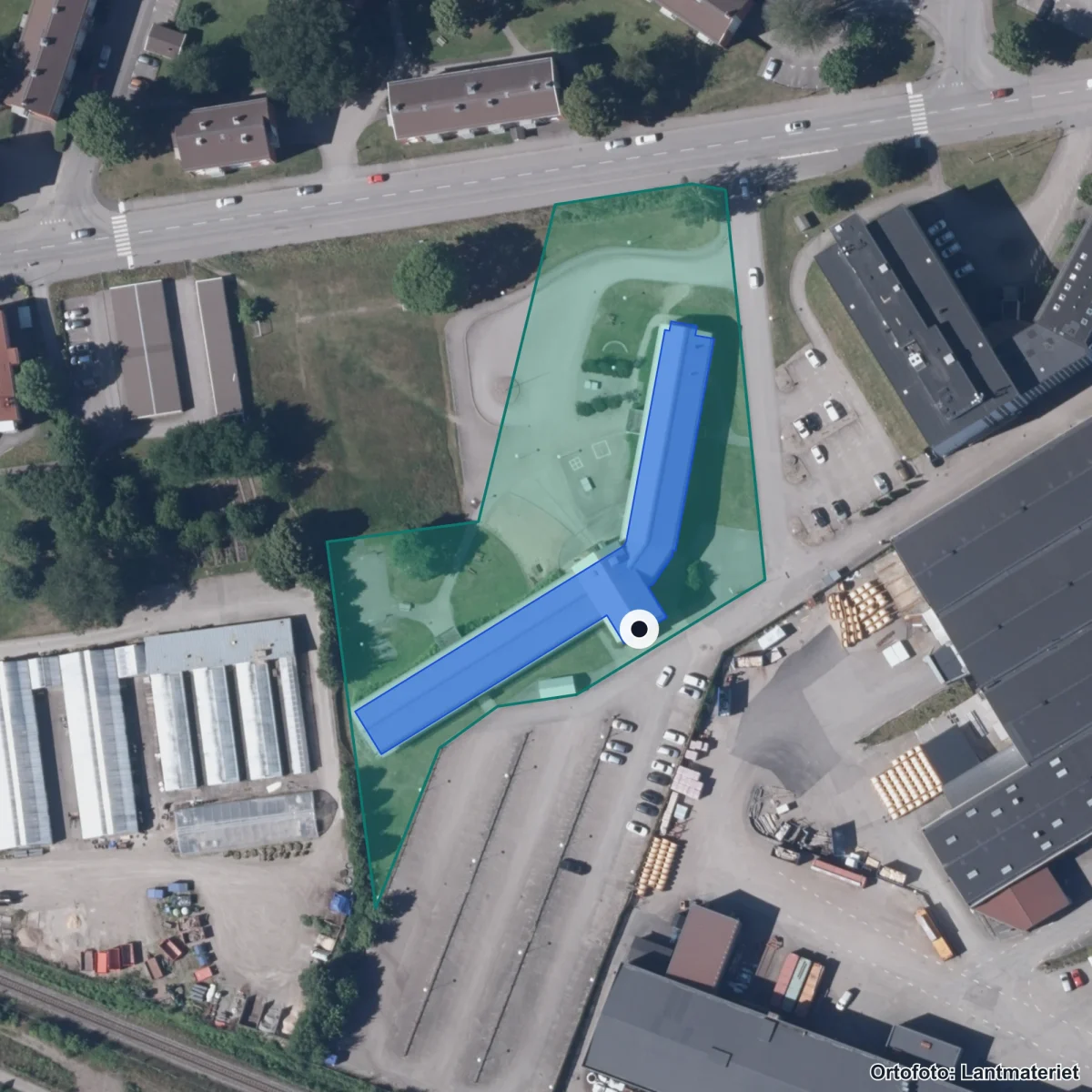 Aerial view of Mobergsskolan Växjö, orthophoto from Lantmäteriet