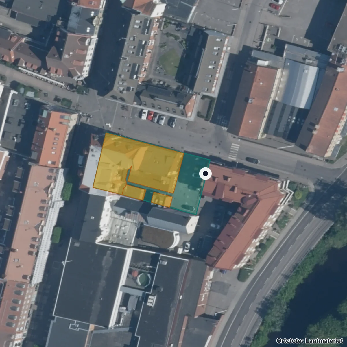 Flygbild över Errarps skola, ortofoto från Lantmäteriet