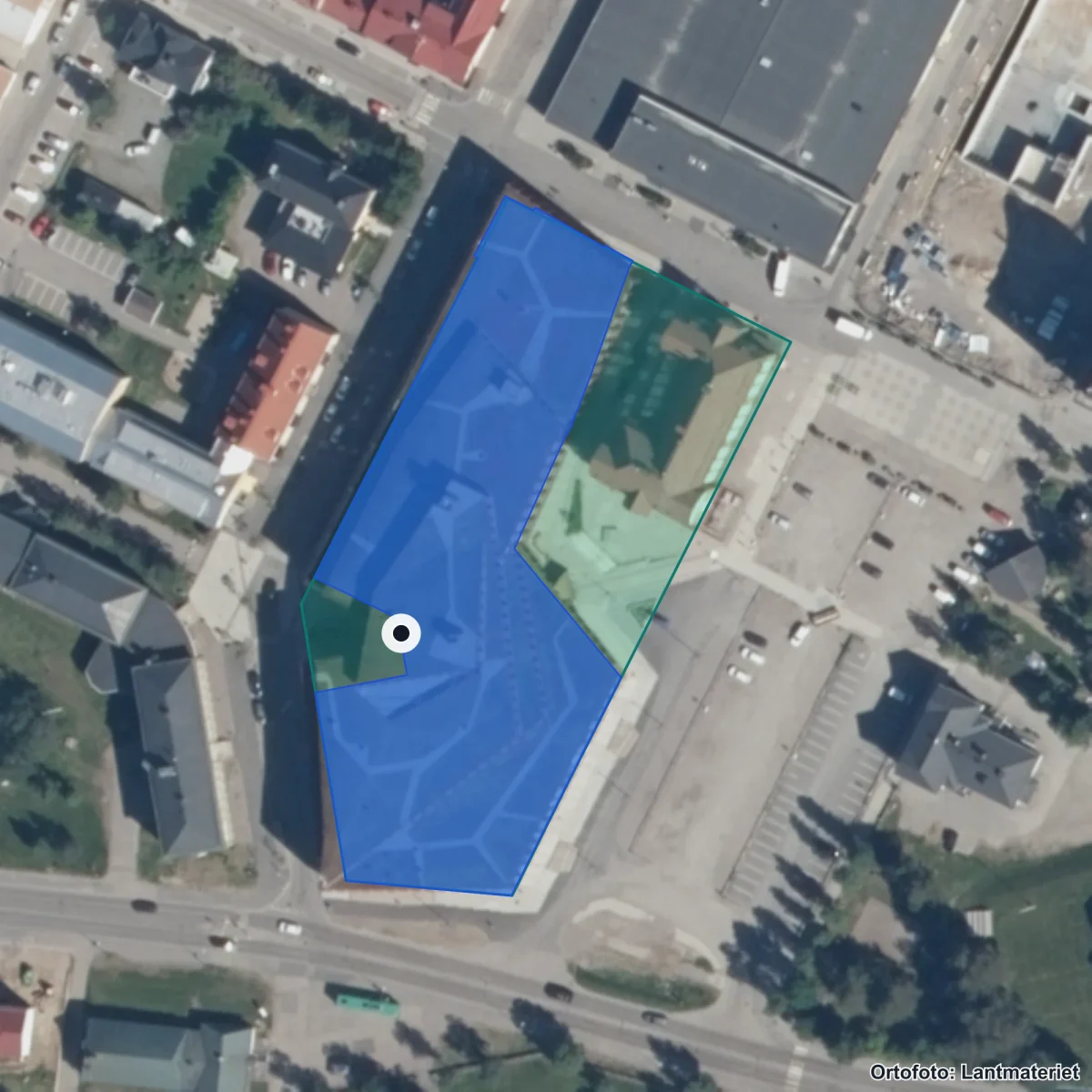 Aerial view of Lapplands Lärcentra Gällivare, orthophoto from Lantmäteriet