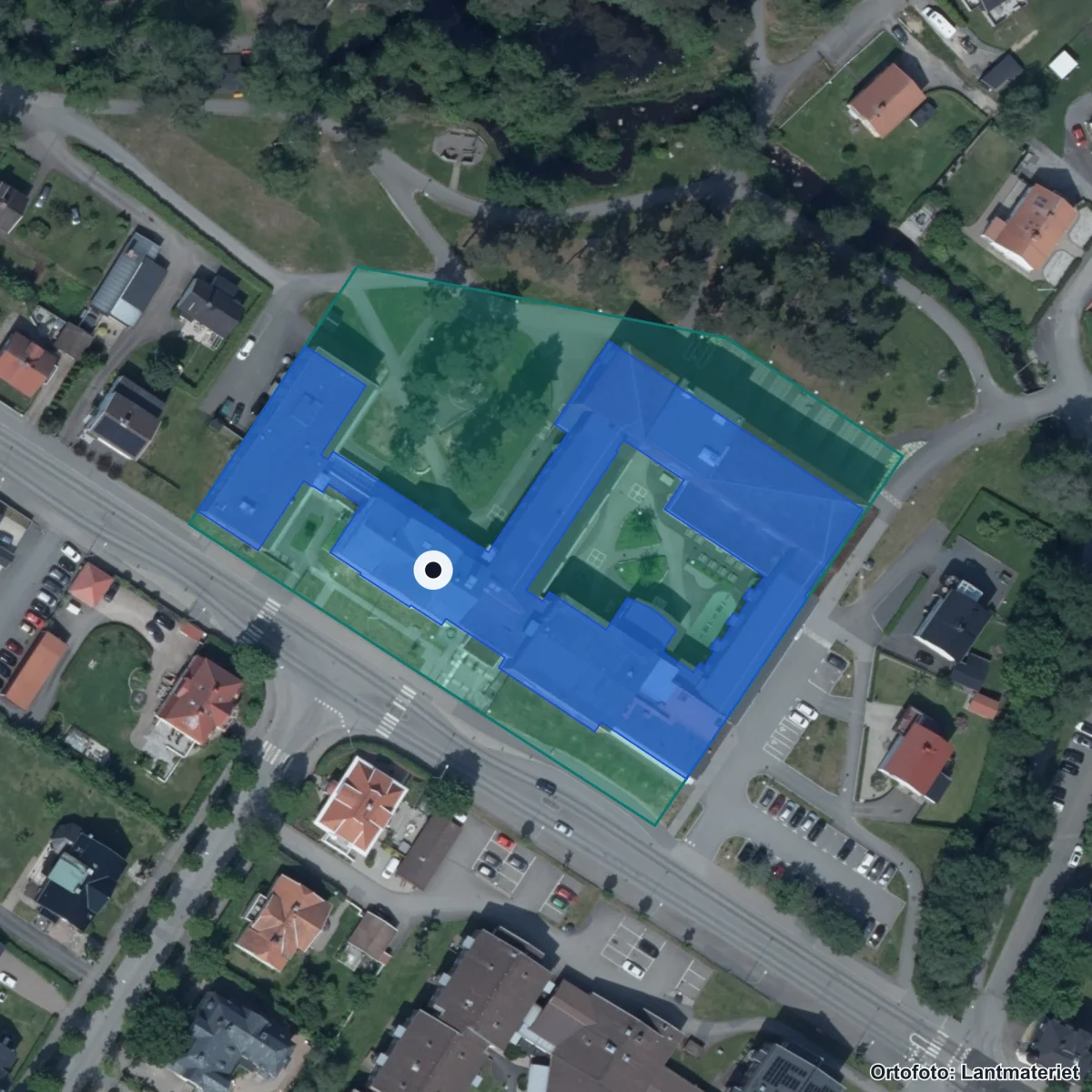Aerial view of Withalaskolan, orthophoto from Lantmäteriet