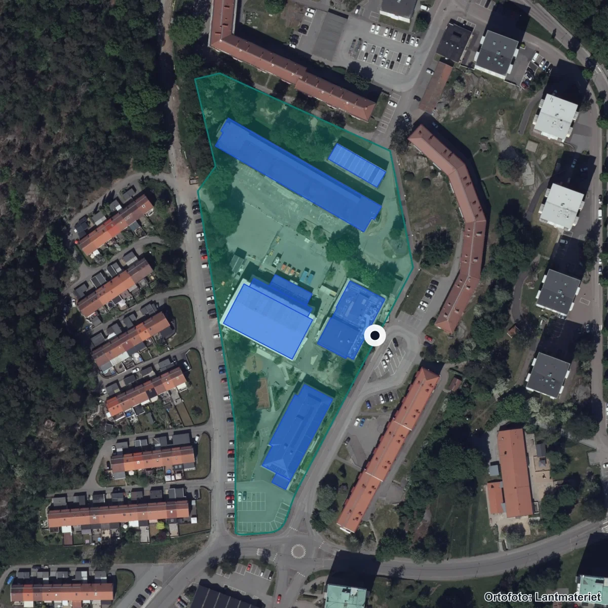 Aerial view of Ryaskolan, orthophoto from Lantmäteriet