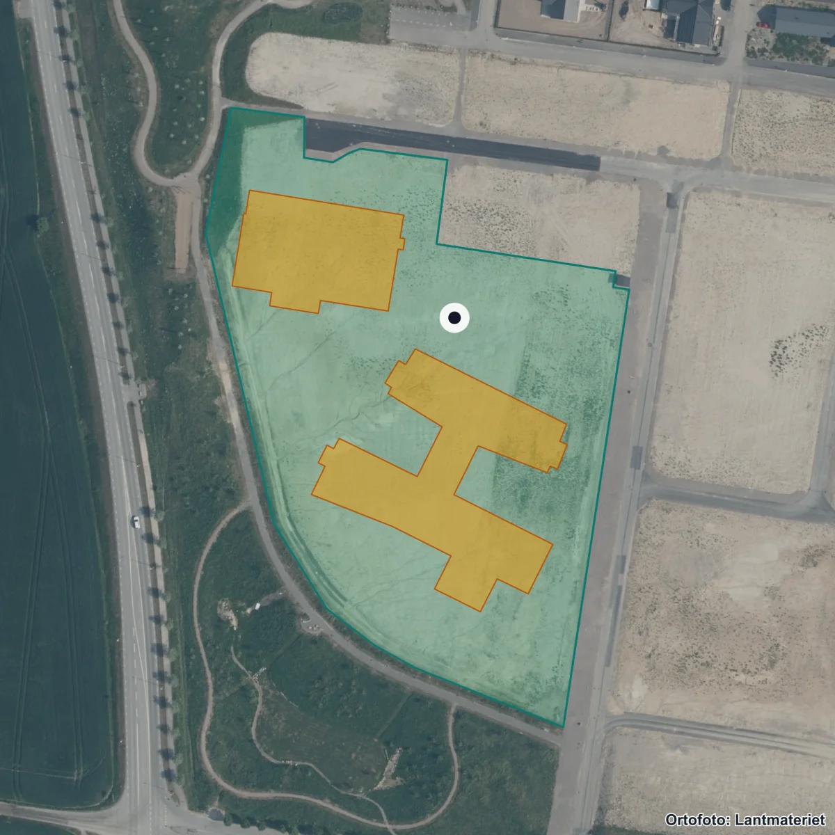 Aerial view of Västerängsskolan, orthophoto from Lantmäteriet