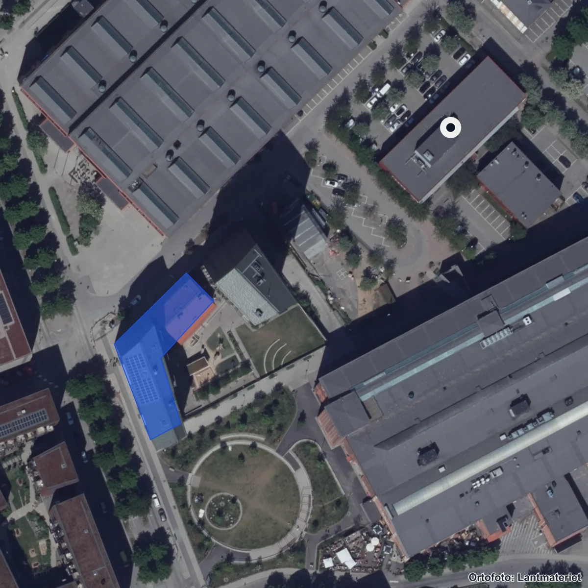 Flygbild över Cuben, ortofoto från Lantmäteriet
