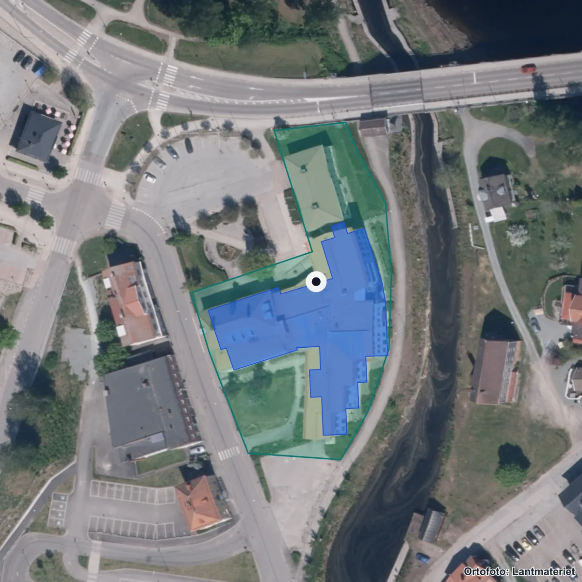 Aerial view of Vuxenutbildningen, orthophoto from Lantmäteriet