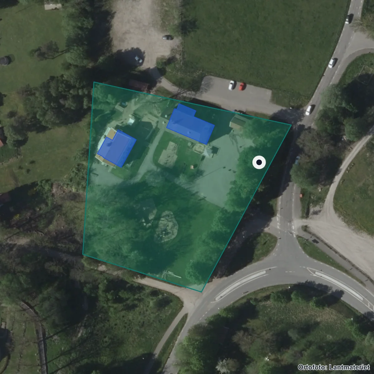 Aerial view of Torbjörntorps förskola och fritidshem Gottepåsen, orthophoto from Lantmäteriet