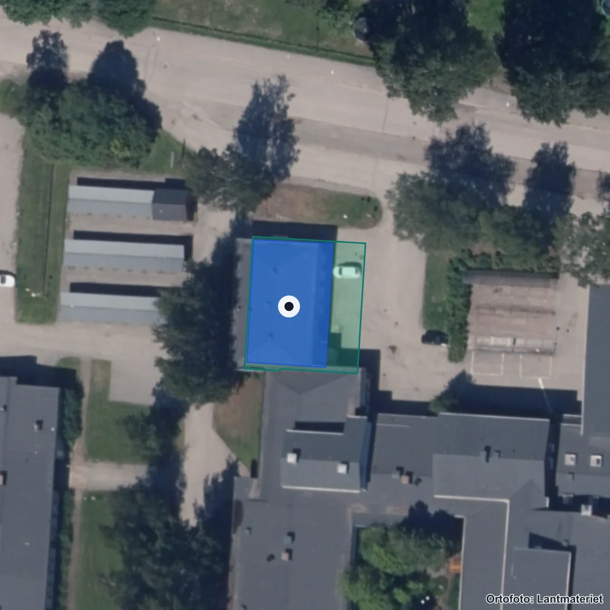 Aerial view of Grubbeskolan, orthophoto from Lantmäteriet