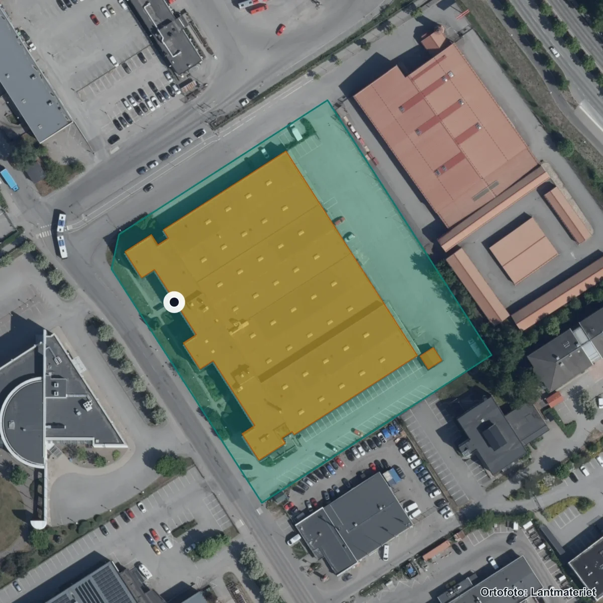 Flygbild över Kunskapscentrum Nordost, ortofoto från Lantmäteriet