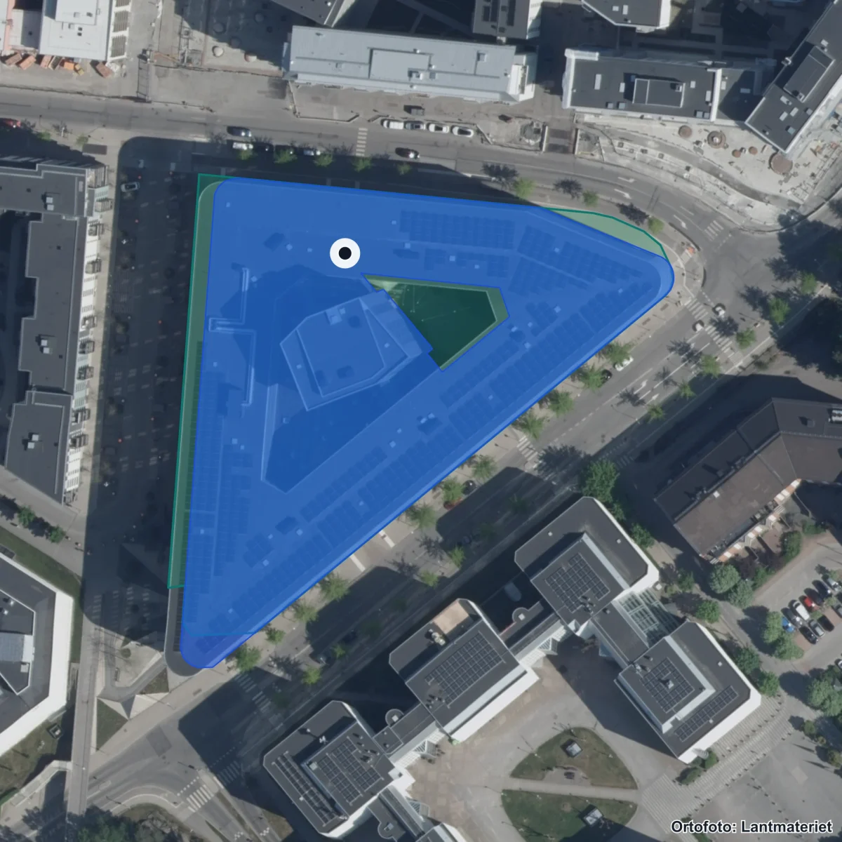 Aerial view of Stockholm Science & Innovation School, orthophoto from Lantmäteriet