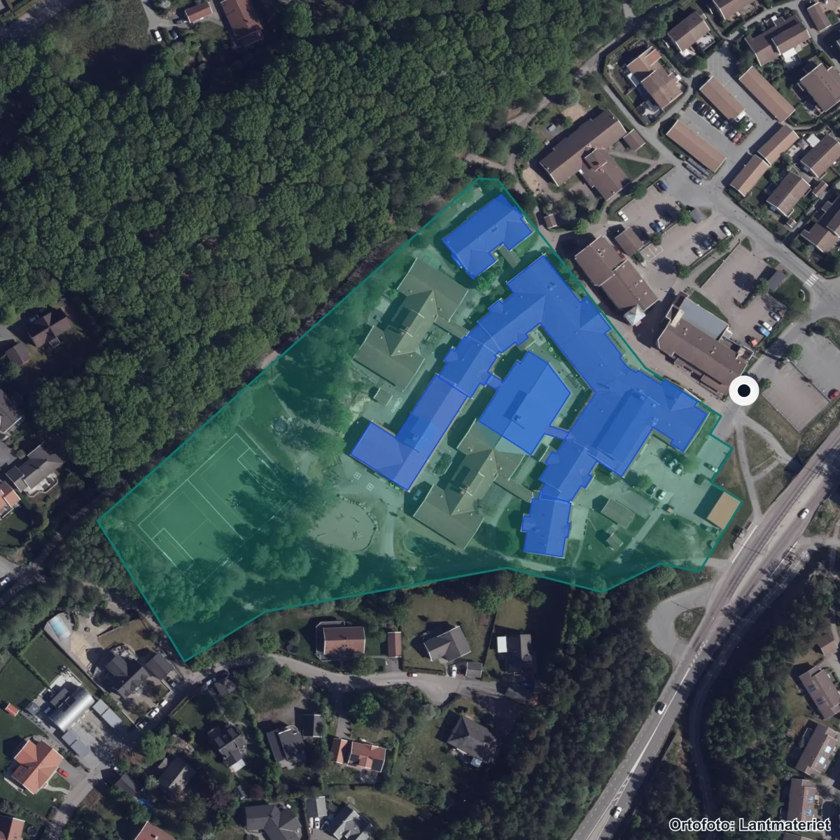 Flygbild över Öjersjö Storegård, ortofoto från Lantmäteriet