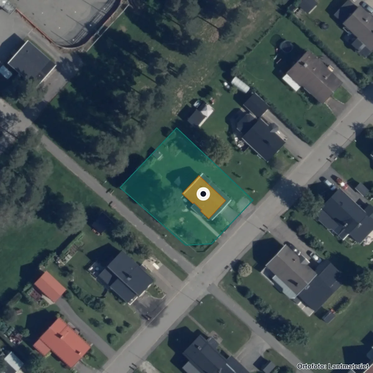 Flygbild över Baldergymnasiet, ortofoto från Lantmäteriet