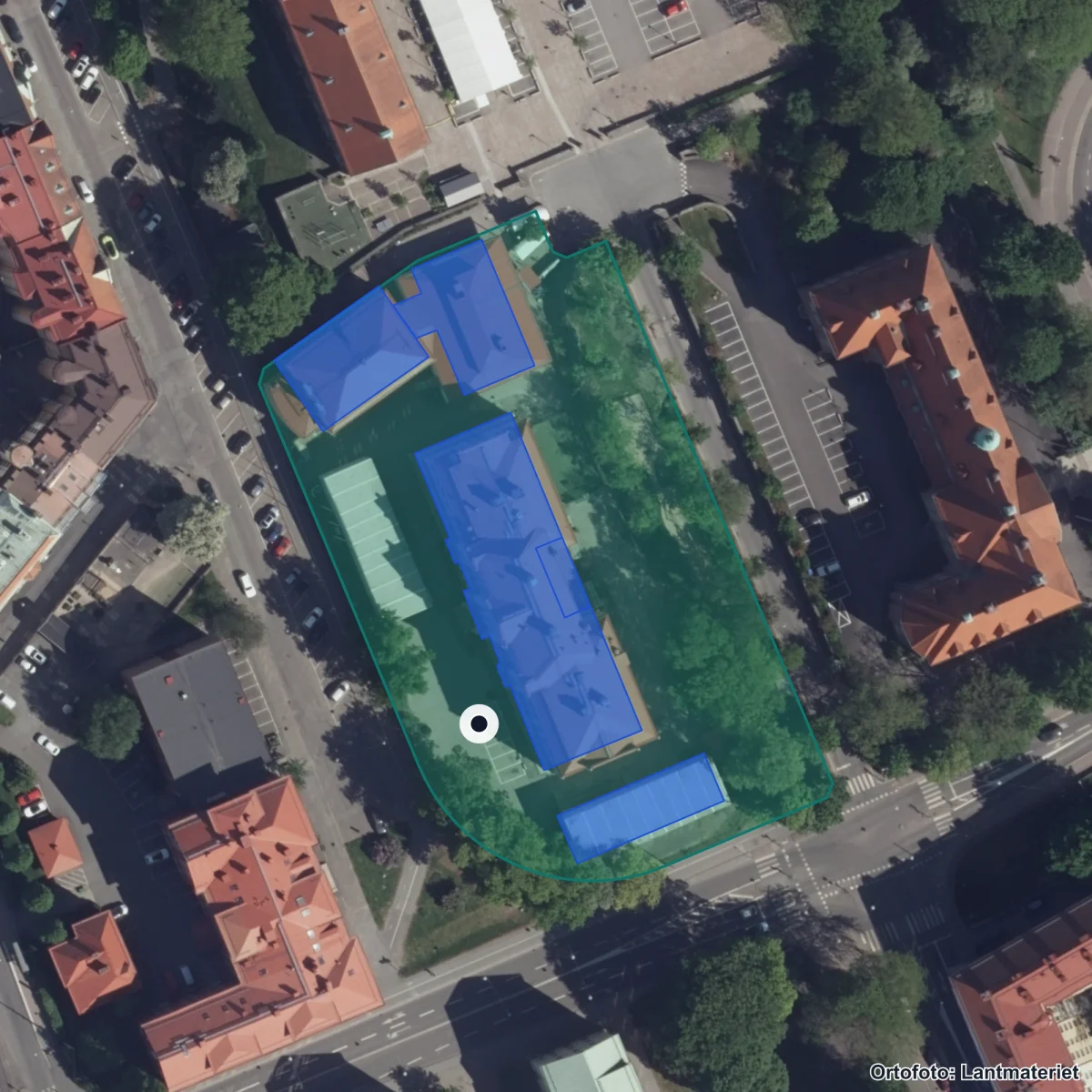Flygbild över Isgr, ortofoto från Lantmäteriet