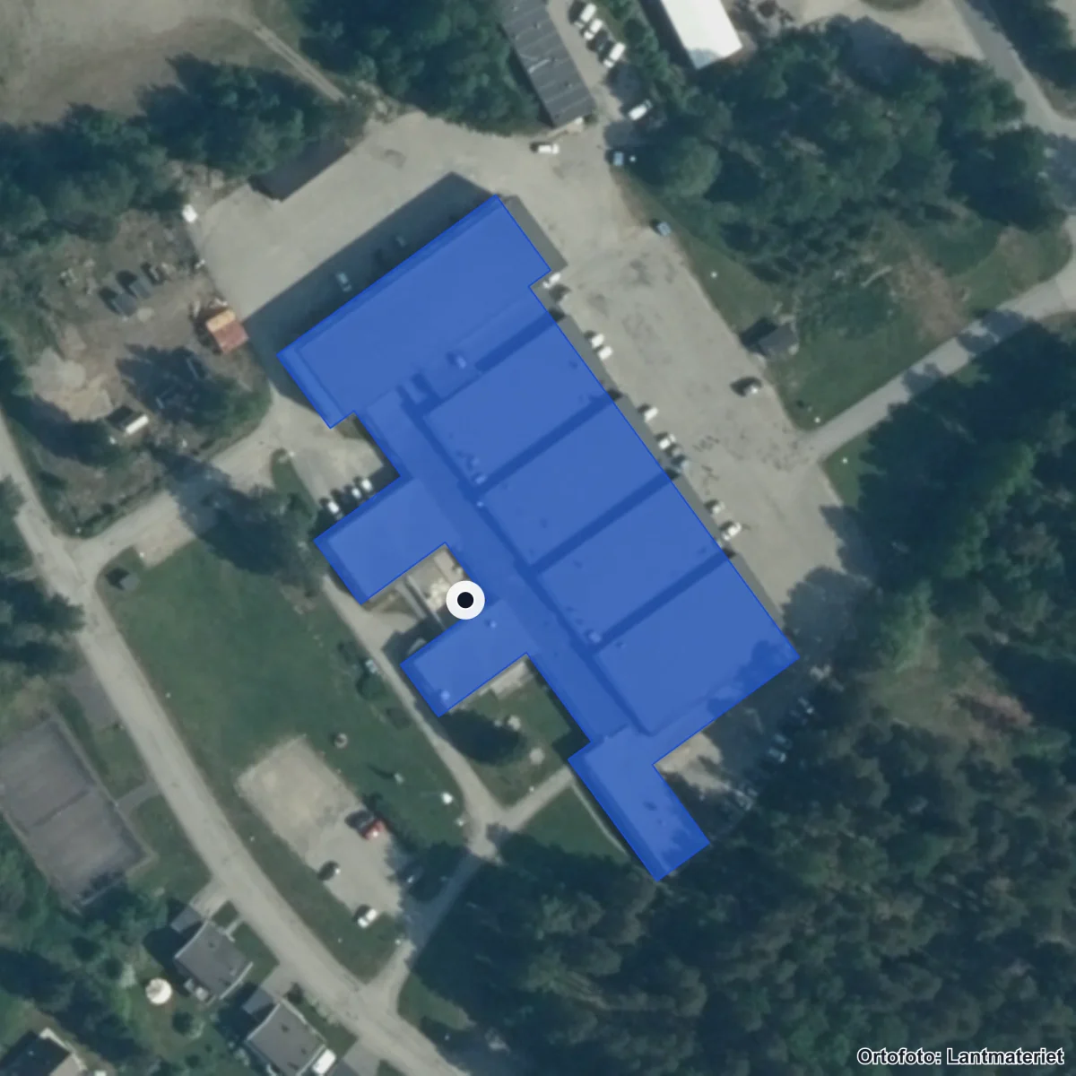 Aerial view of Jämtlands Gymnasium Bräcke, orthophoto from Lantmäteriet