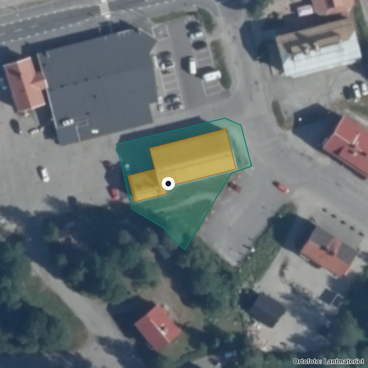Flygbild över Lärcentrum, ortofoto från Lantmäteriet