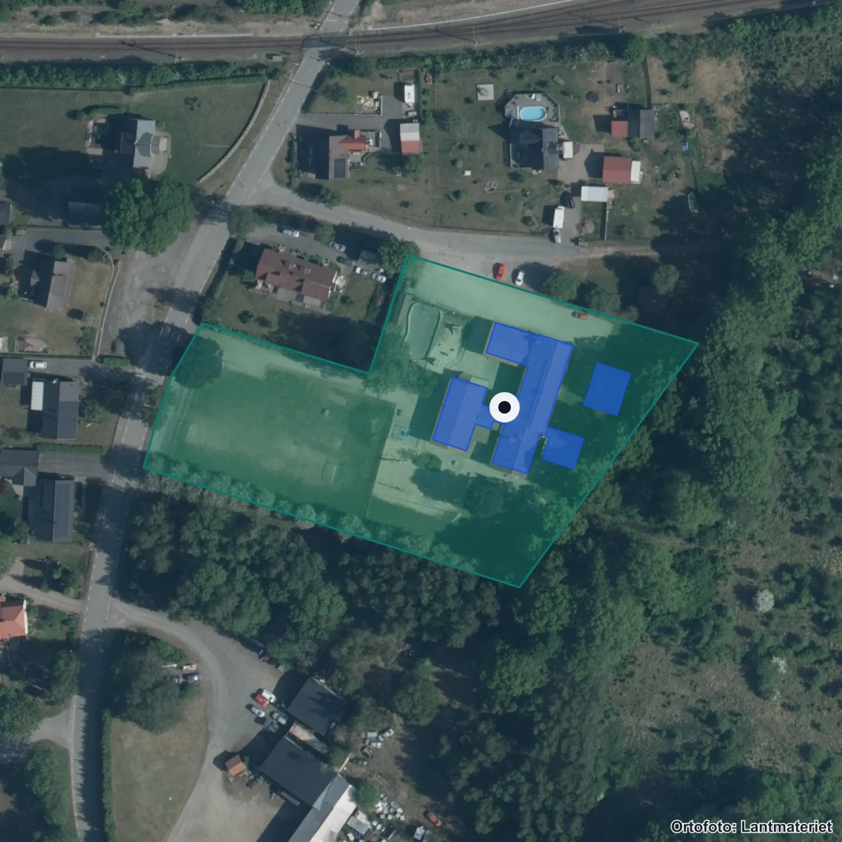 Flygbild över Västra Torups skola, ortofoto från Lantmäteriet