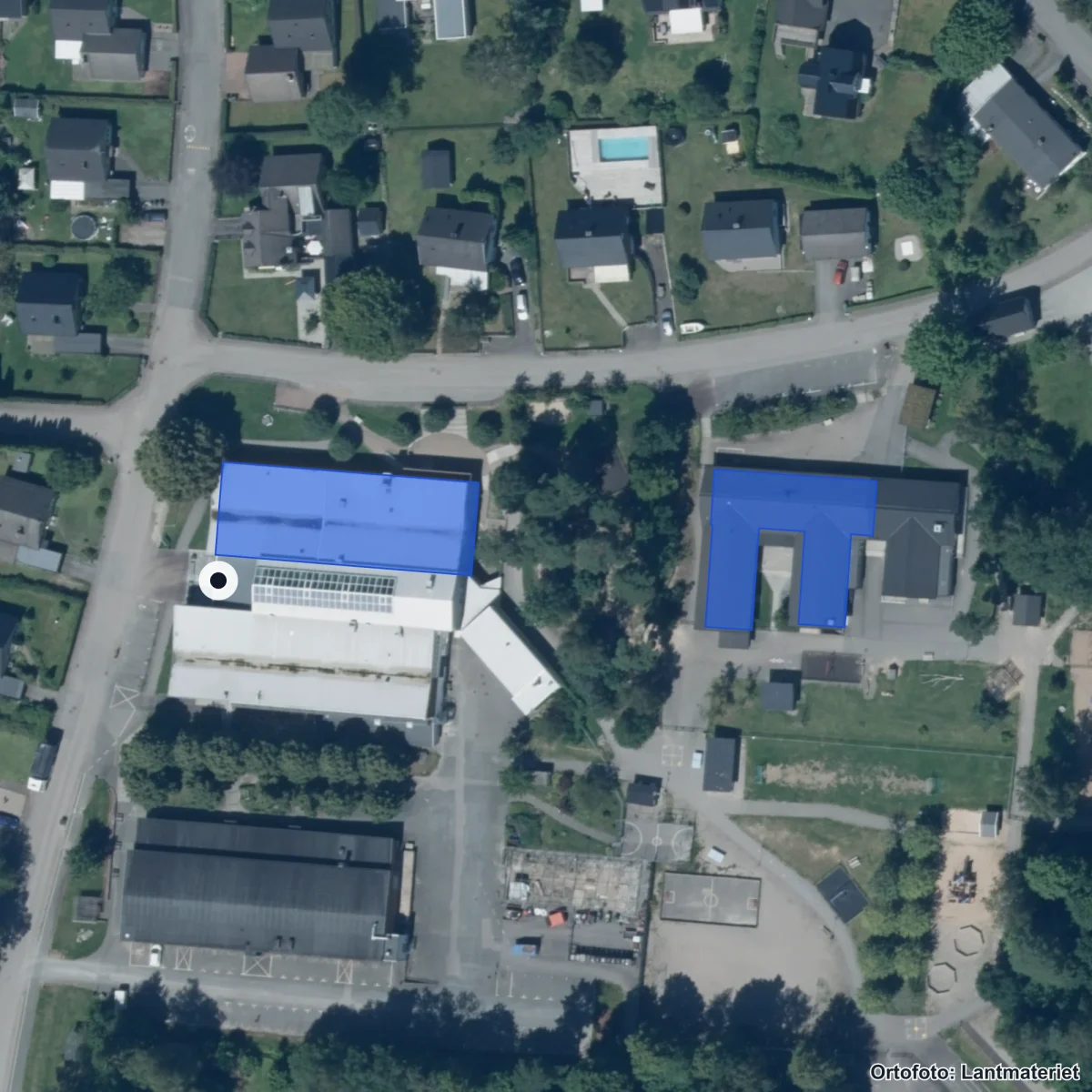 Aerial view of Göinge Utbildningscenter, orthophoto from Lantmäteriet