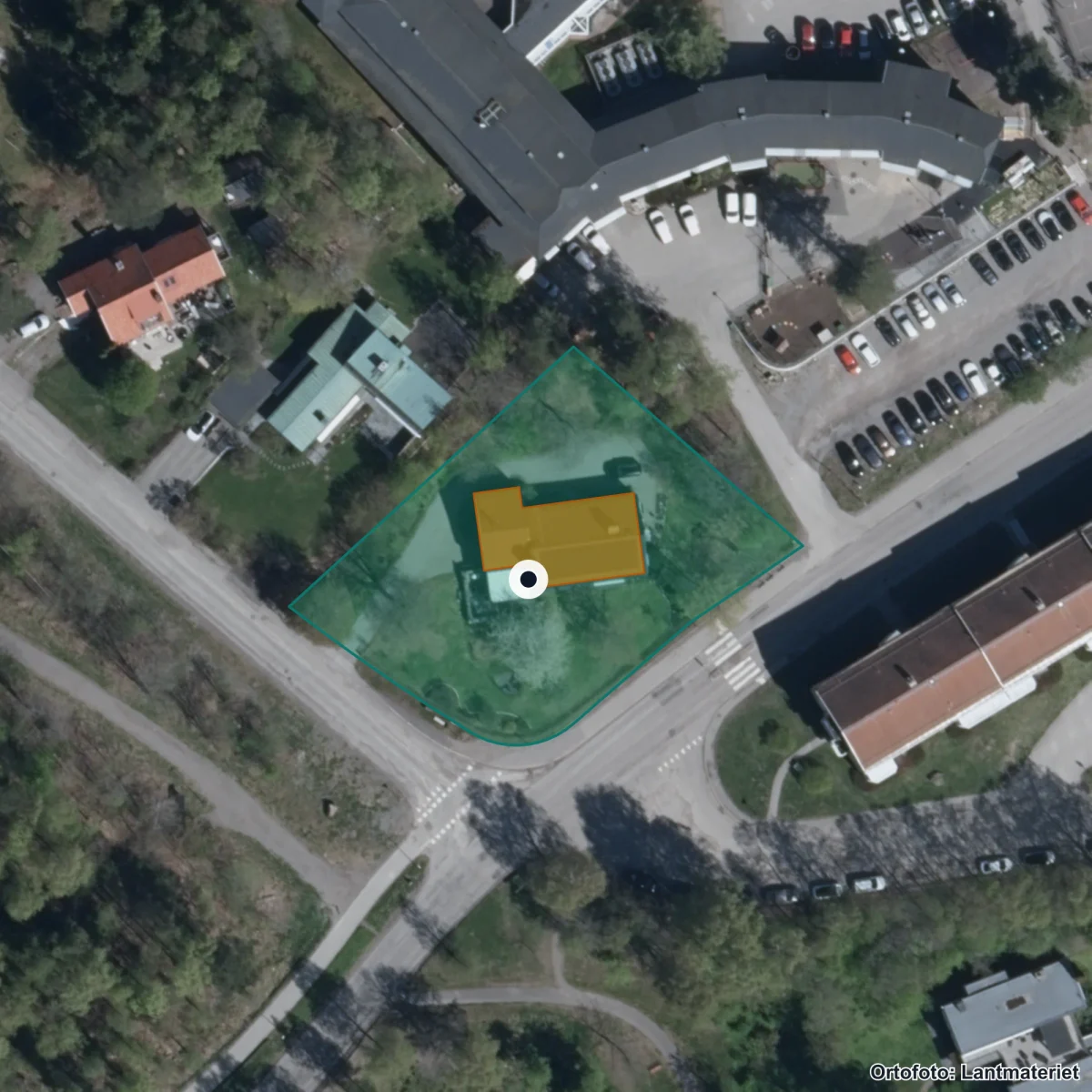 Flygbild över Prolympia, Sundsvall, ortofoto från Lantmäteriet