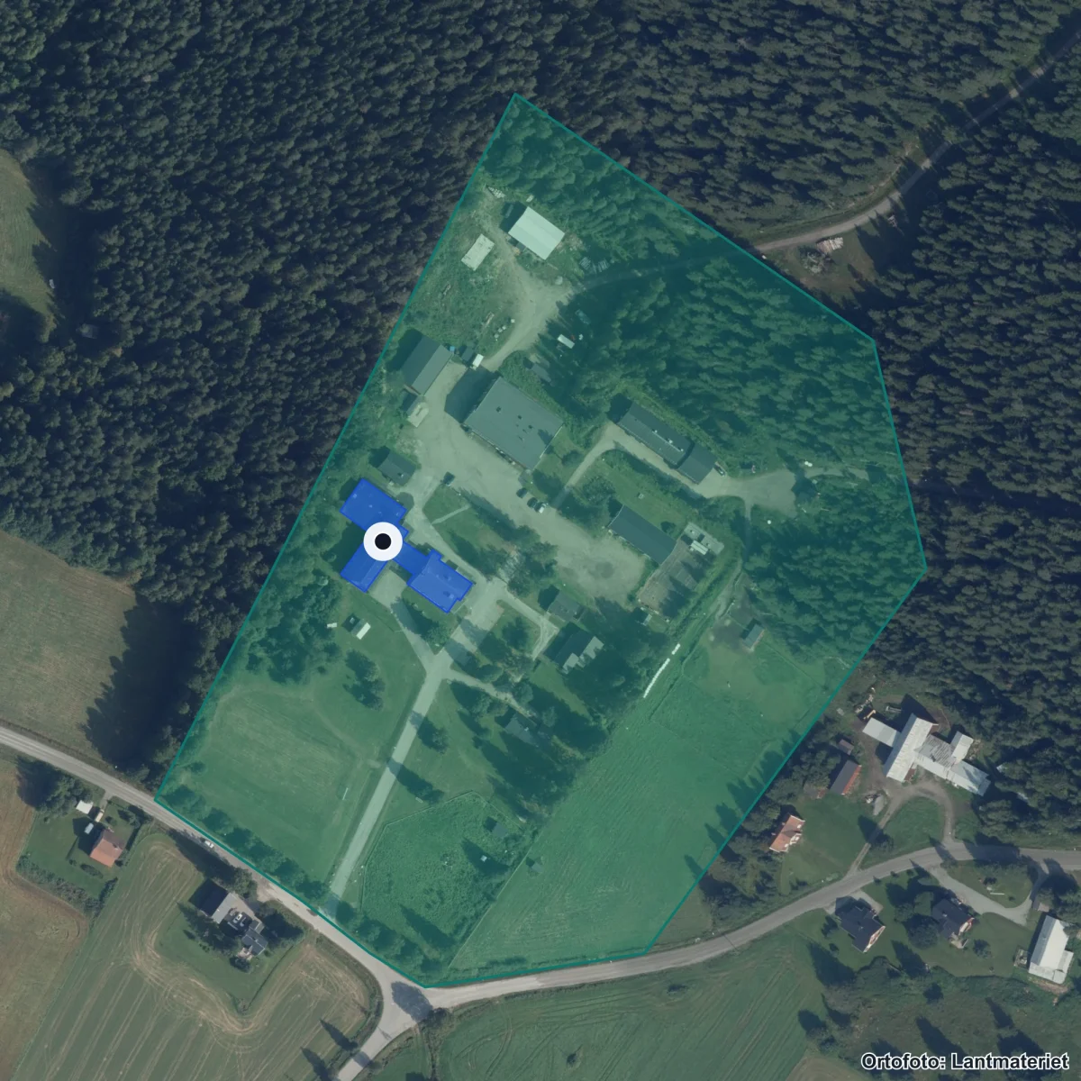 Aerial view of Anderstorpsgymnasiet, orthophoto from Lantmäteriet