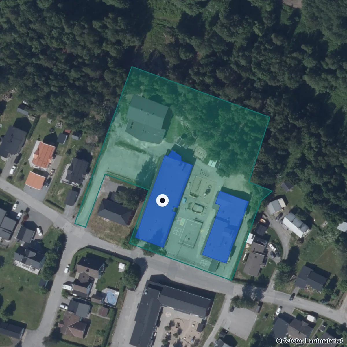 Aerial view of Benzeliusskolan, orthophoto from Lantmäteriet