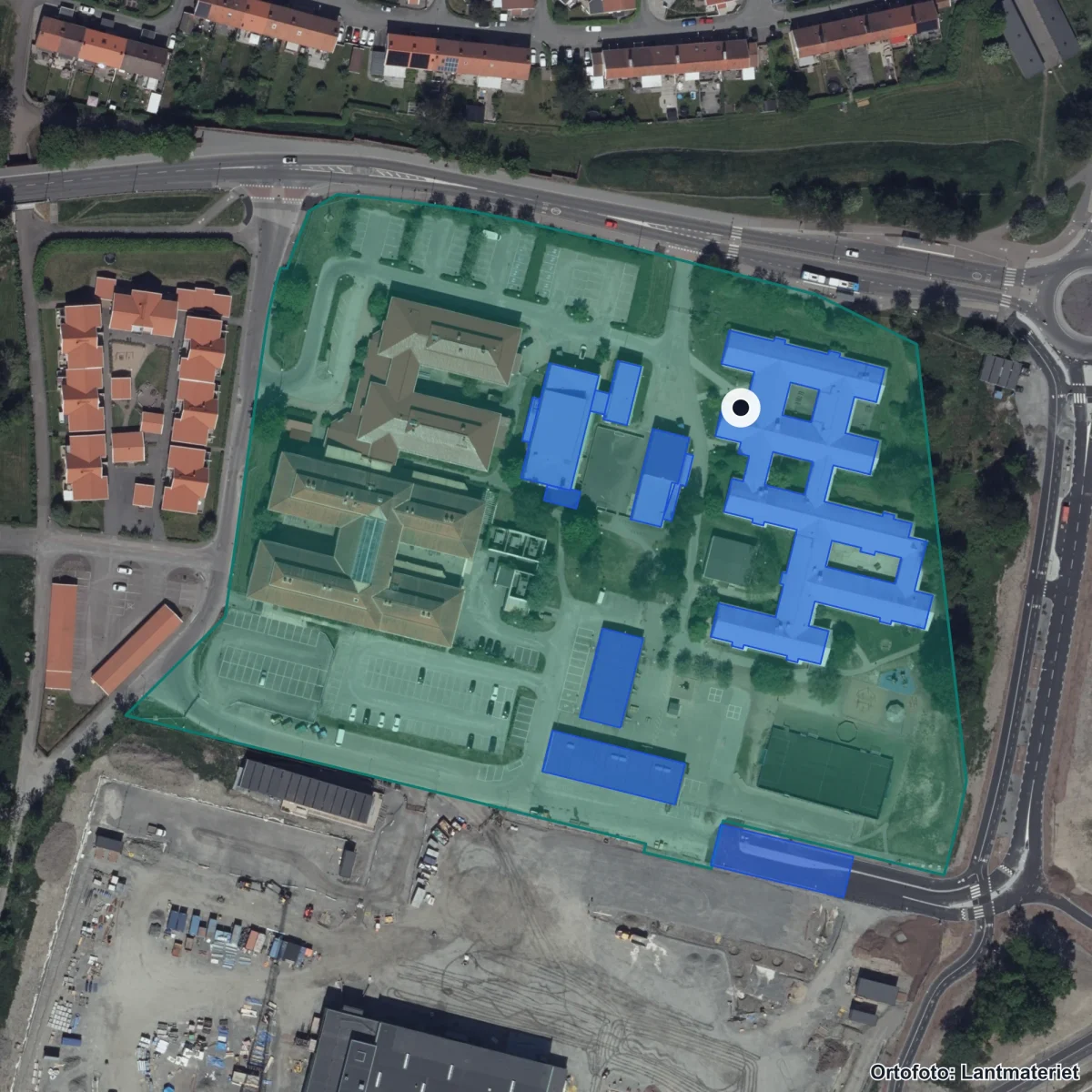 Aerial view of Ebba Petterssons Privatskolas Stiftelse, orthophoto from Lantmäteriet