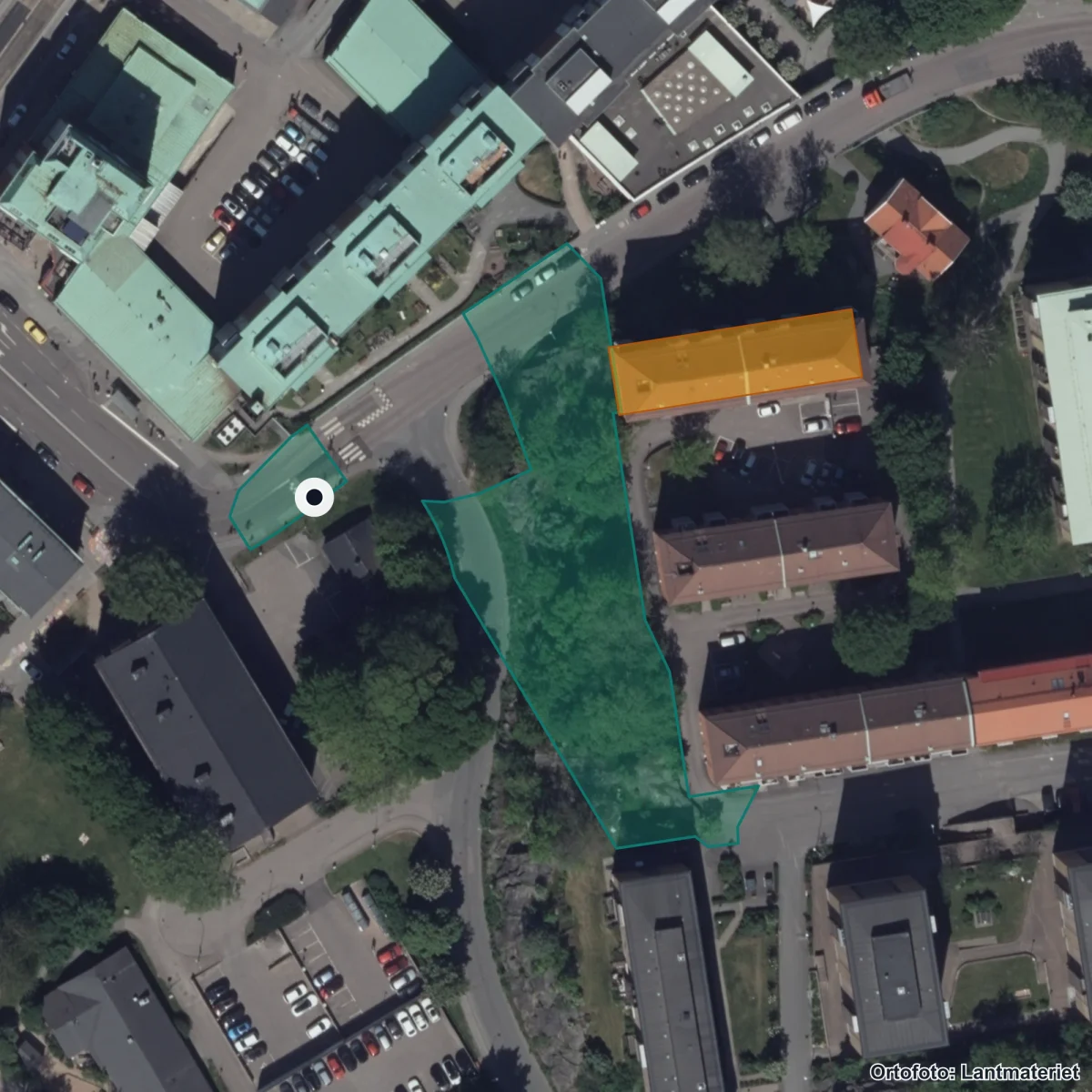 Aerial view of Praktiska Gymnasiet Göteborg Majorna, orthophoto from Lantmäteriet