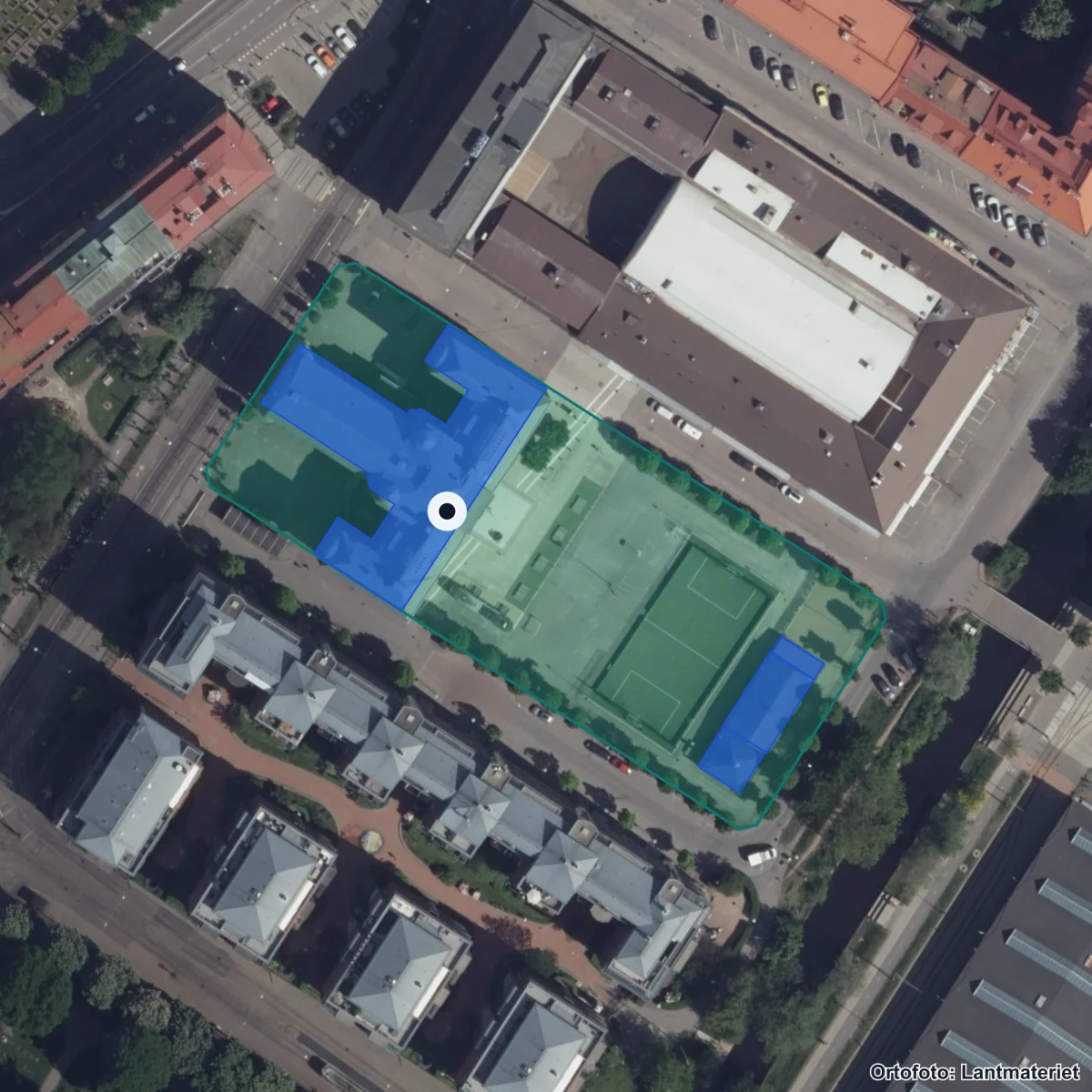 Aerial view of Göteborgs Högre Samskola, orthophoto from Lantmäteriet