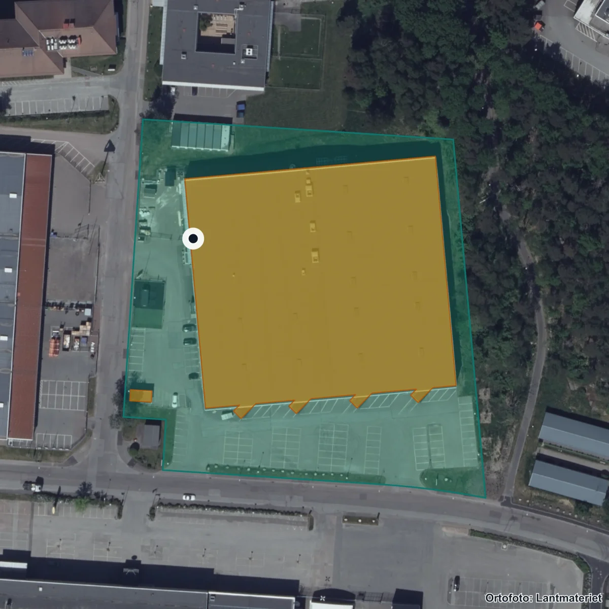 Aerial view of Peabskolan, orthophoto from Lantmäteriet