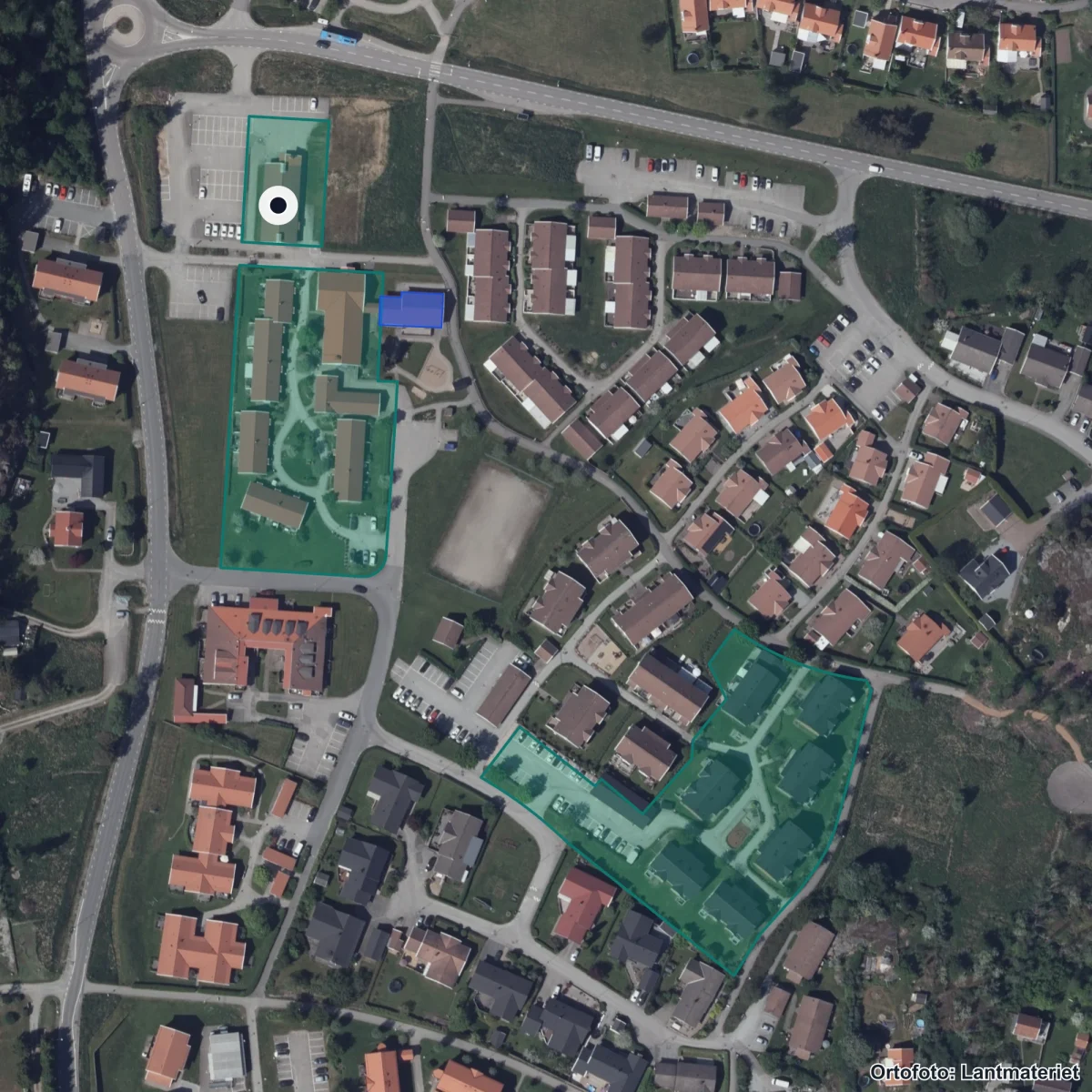 Flygbild över Resurscentrum, BoU- förvalt., ortofoto från Lantmäteriet