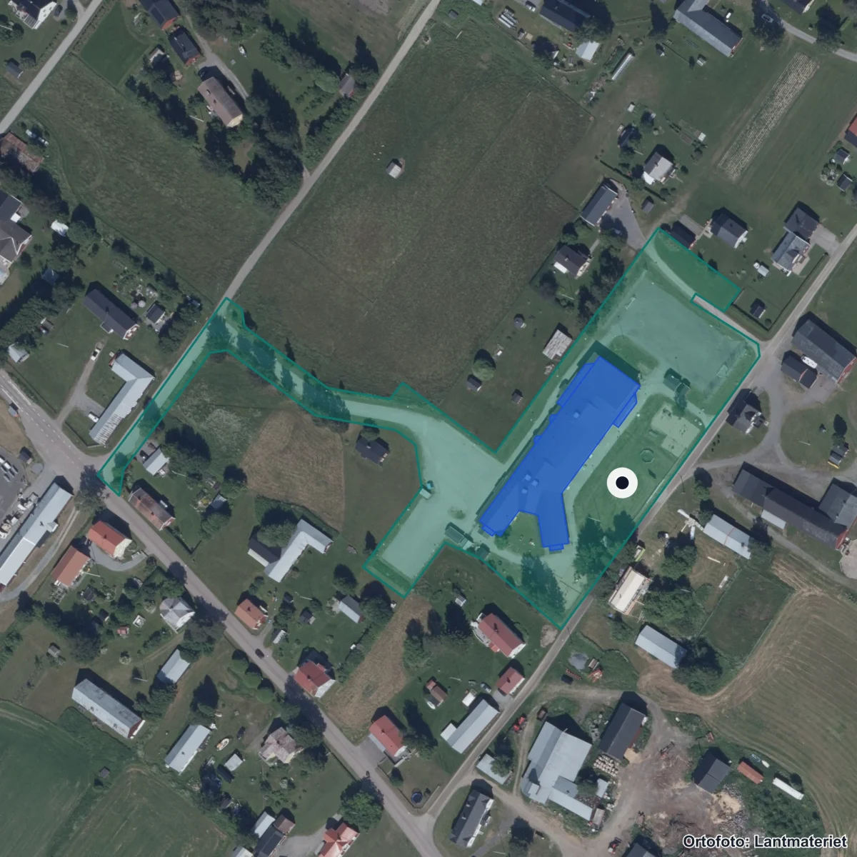 Aerial view of Avanskolan, orthophoto from Lantmäteriet
