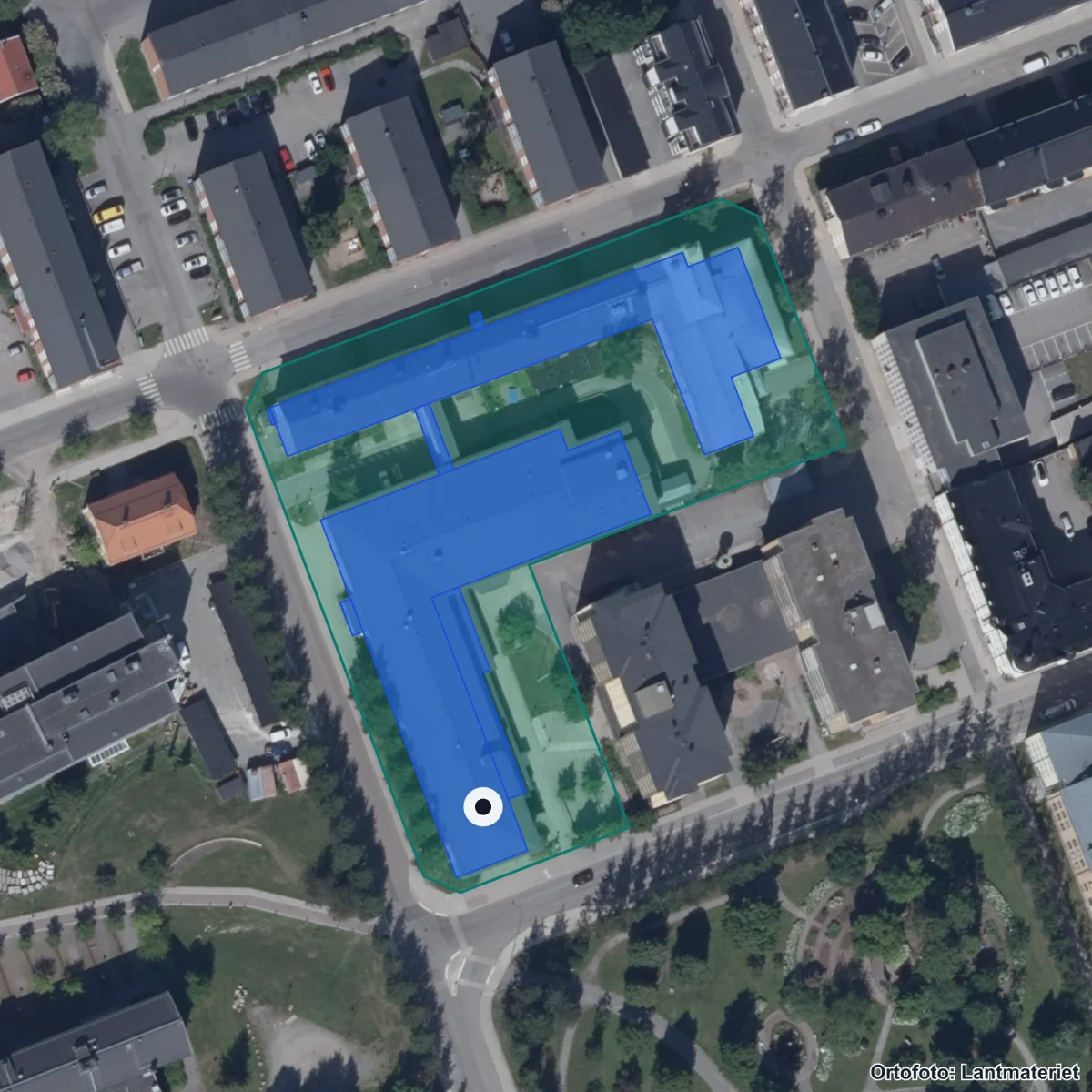 Aerial view of Luleå Gymnasieskola, orthophoto from Lantmäteriet