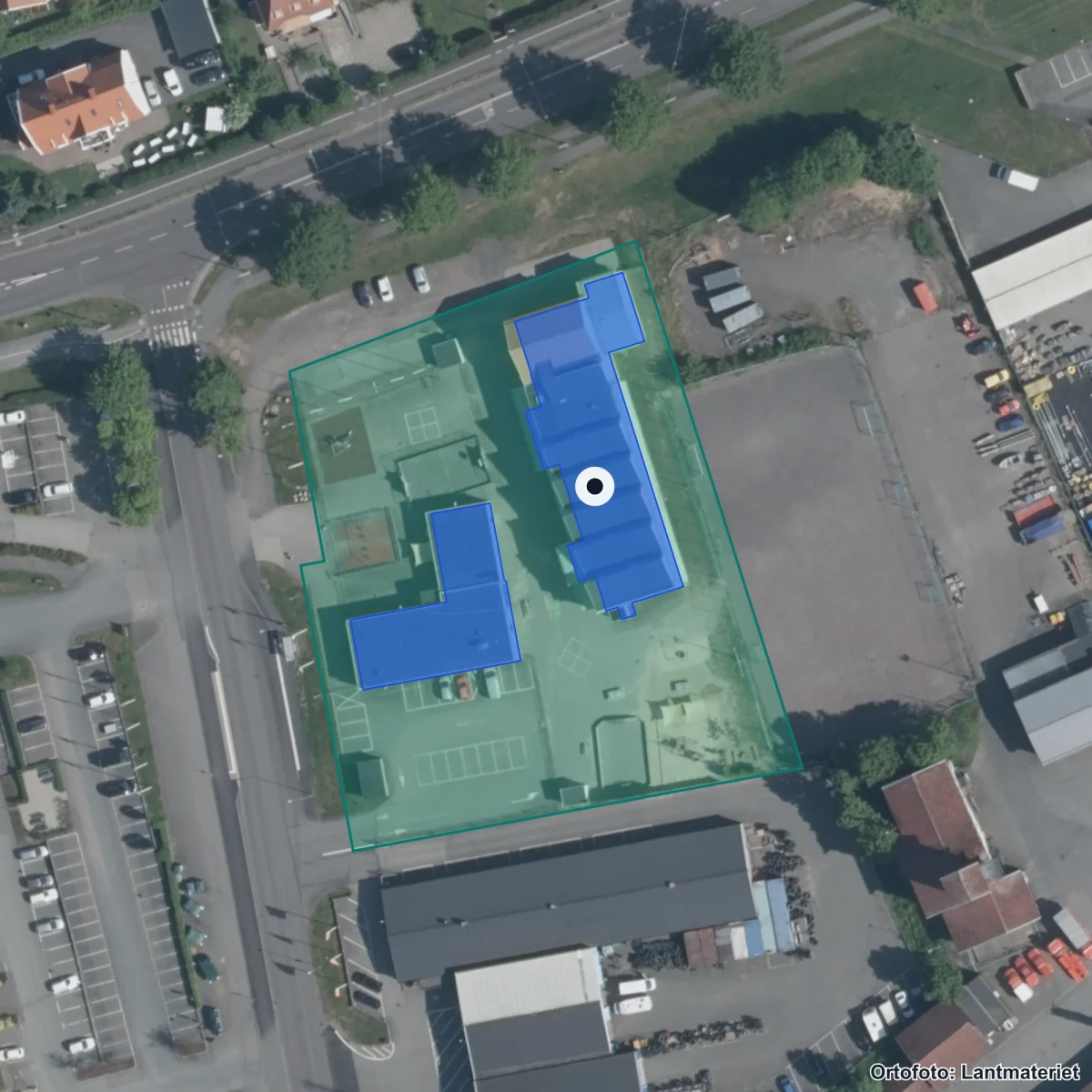 Flygbild över Prolympia, ortofoto från Lantmäteriet