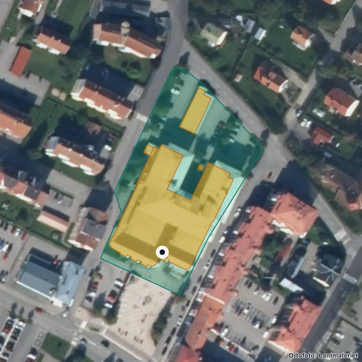 Flygbild över Central Insamlingsenhet, ortofoto från Lantmäteriet