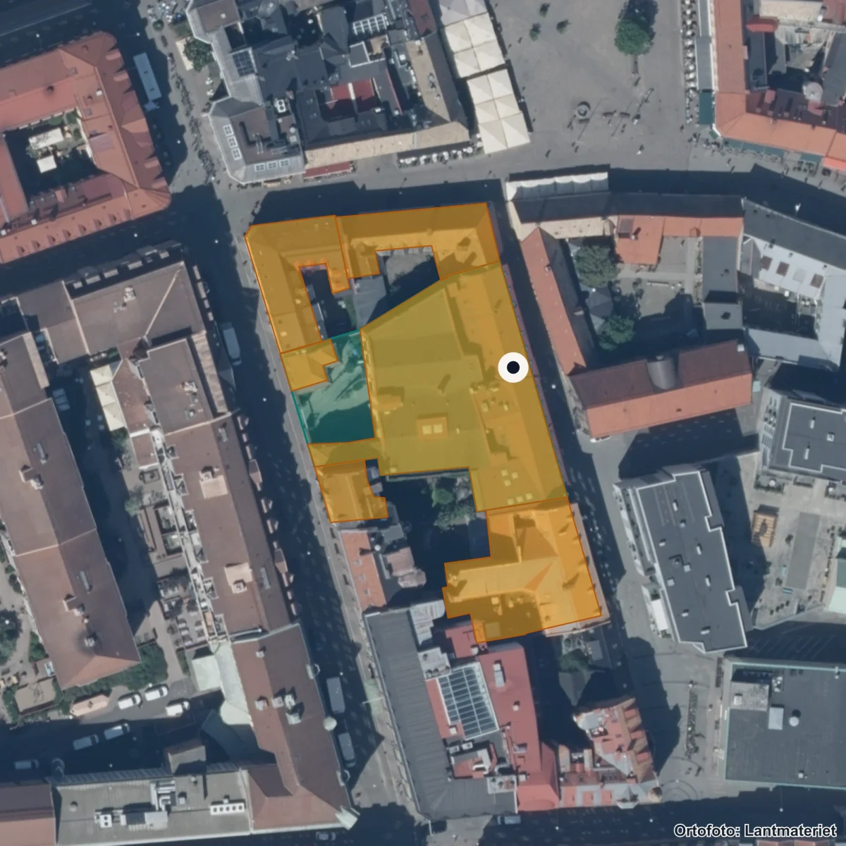 Flygbild över Komvux Malmö, ortofoto från Lantmäteriet