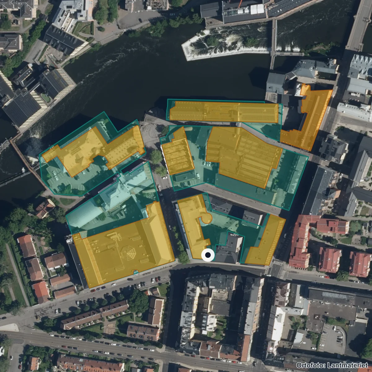 Aerial view of Second chance School, orthophoto from Lantmäteriet