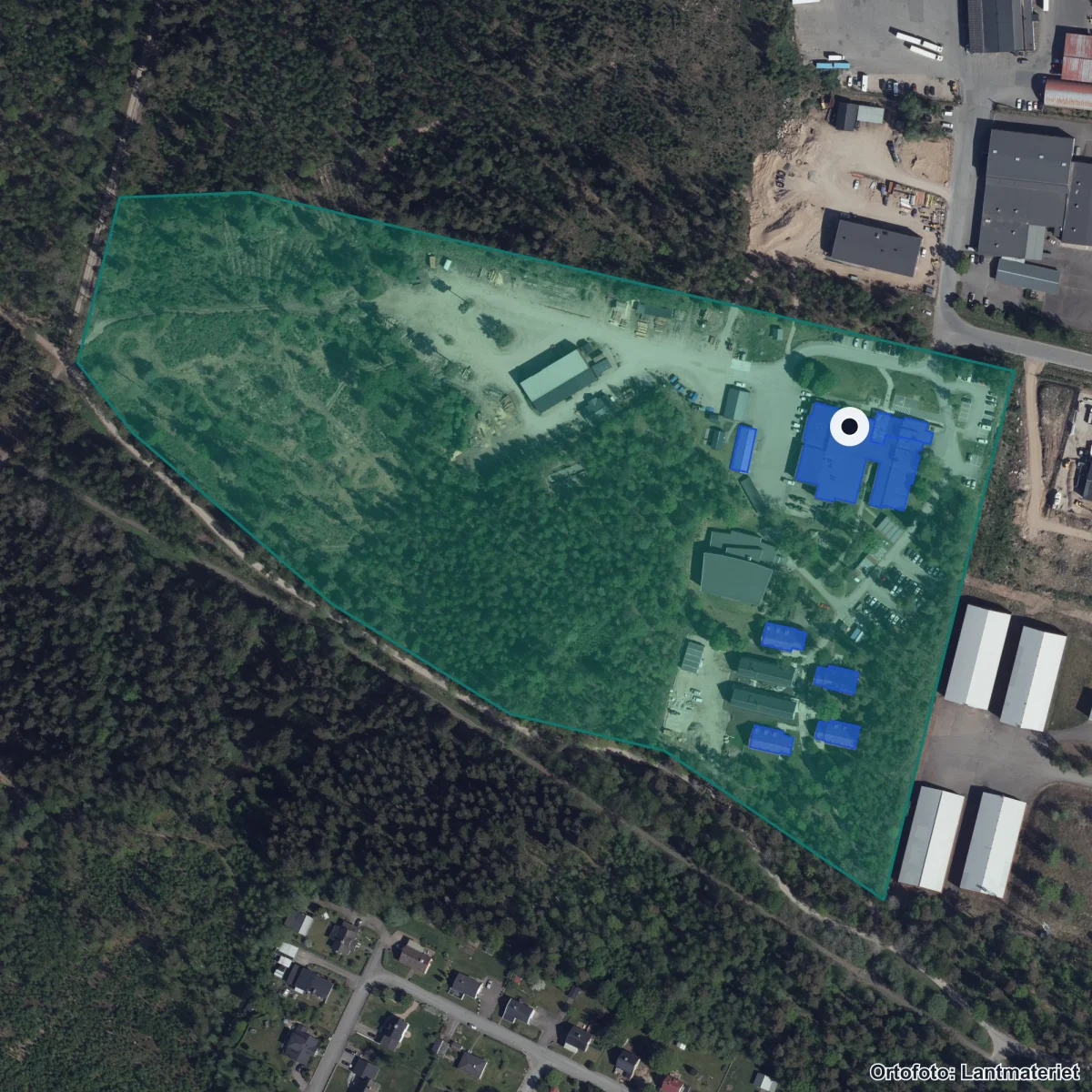 Aerial view of Naturbruksskolan Svenljunga, orthophoto from Lantmäteriet
