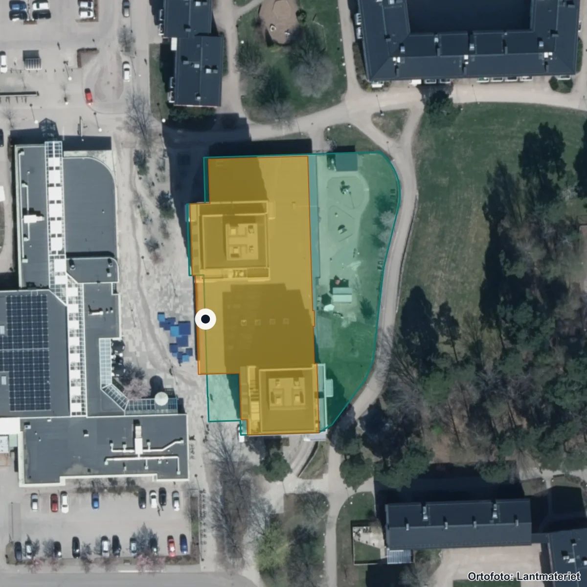 Aerial view of Kooperativet Hjärtpunkt Skiljebo, orthophoto from Lantmäteriet