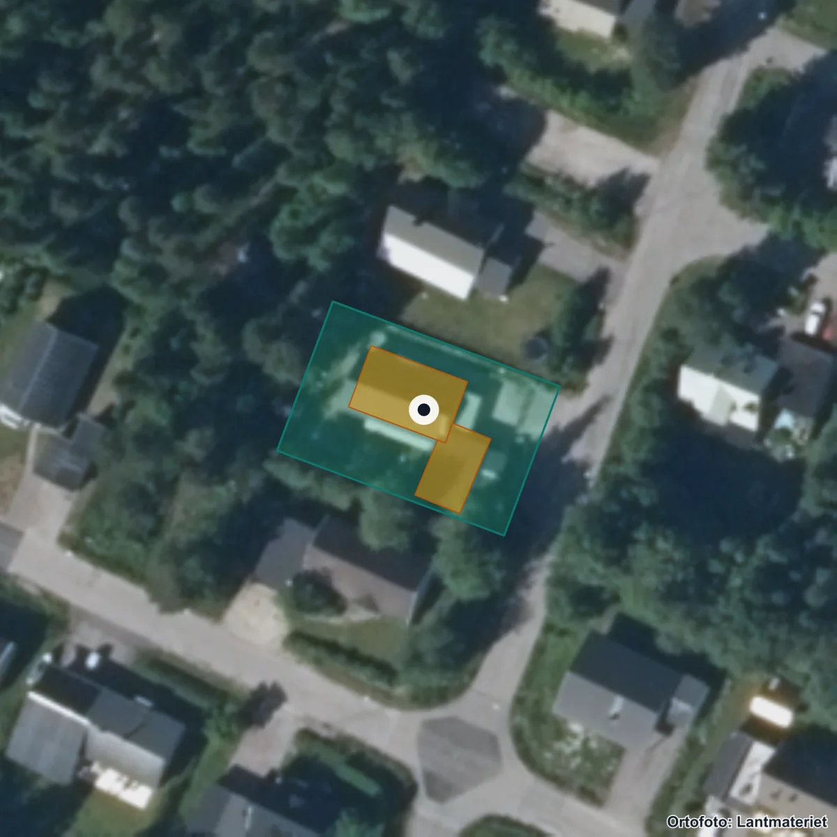 Aerial view of Blåklockan Förskola, orthophoto from Lantmäteriet