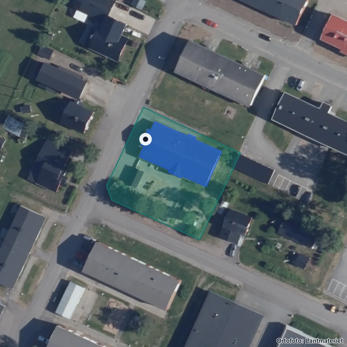 Aerial view of Jägarens Förskola, orthophoto from Lantmäteriet