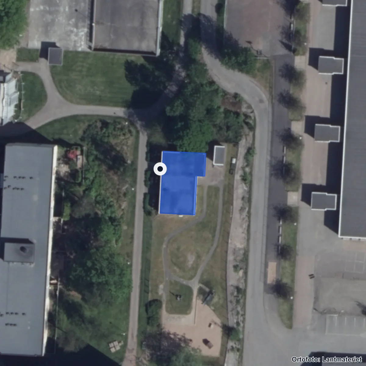 Aerial view of Solgården Aurinkopiha, orthophoto from Lantmäteriet