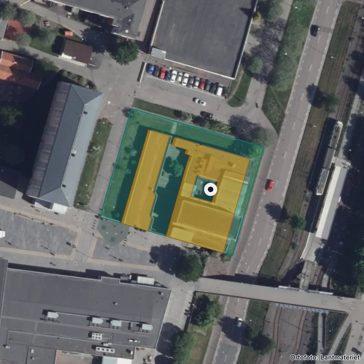 Aerial view of Kyrkans Förskola Kråkekullen, orthophoto from Lantmäteriet